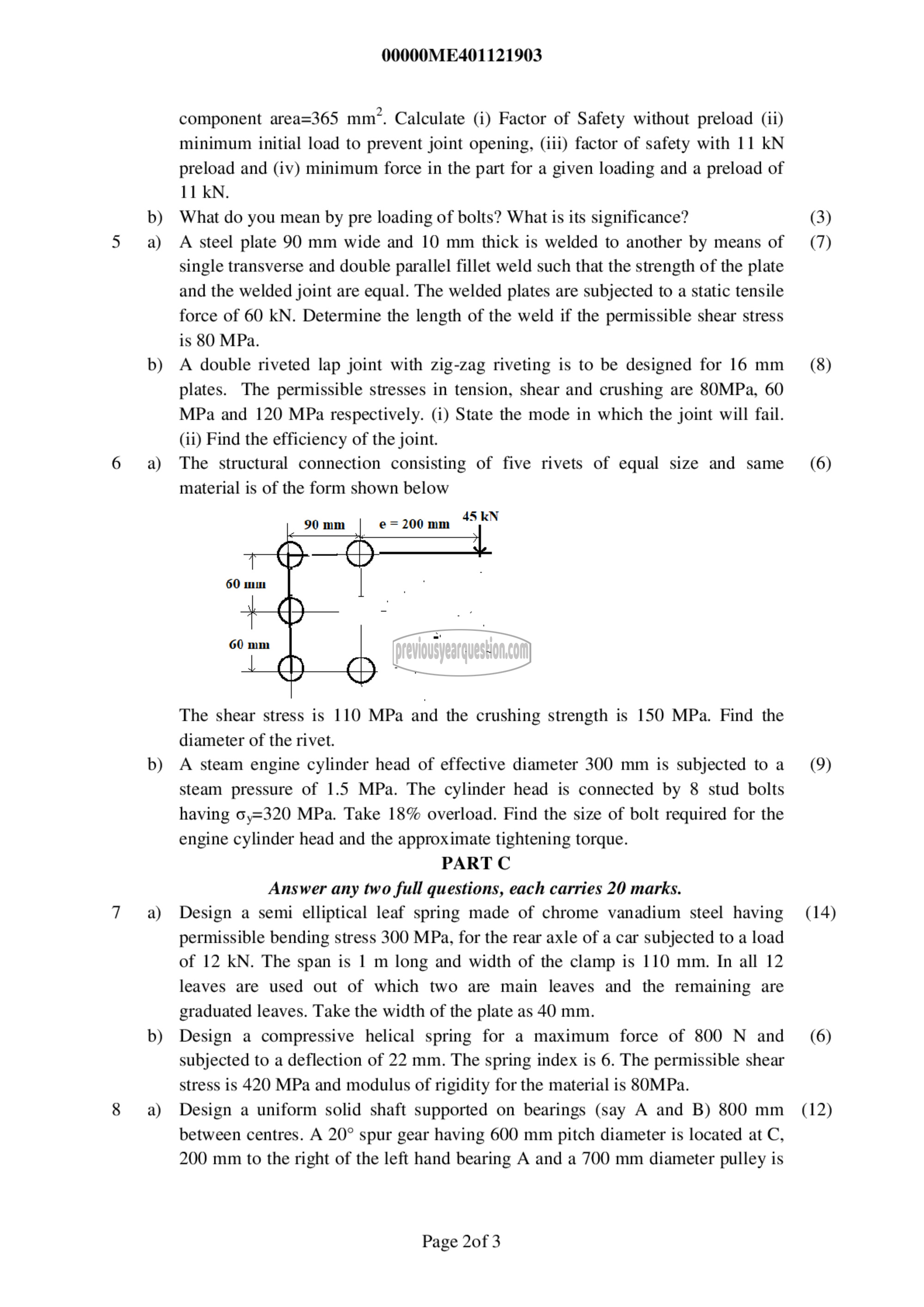 Question Paper - Design of Machine Elements I-2