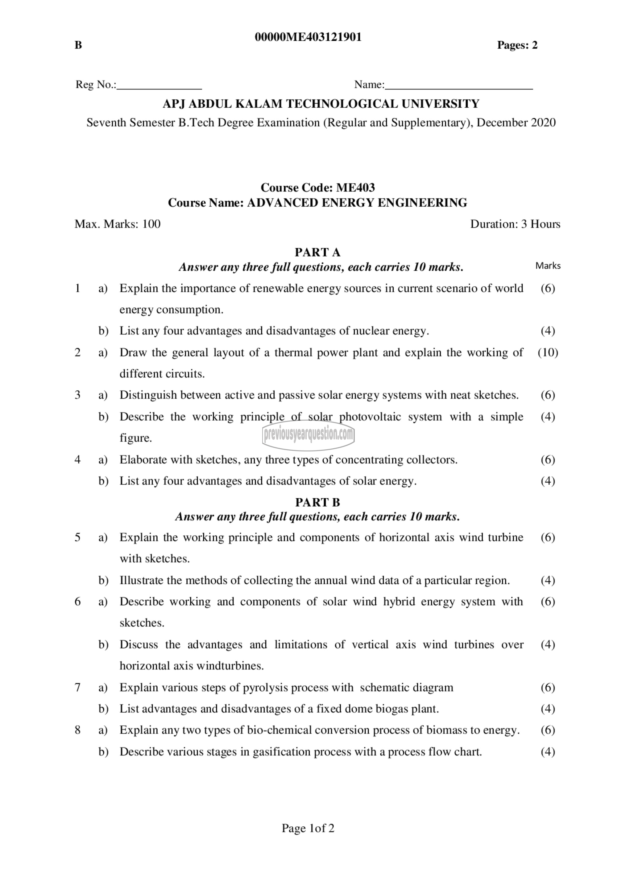 Question Paper - Advanced Energy Engineering-1