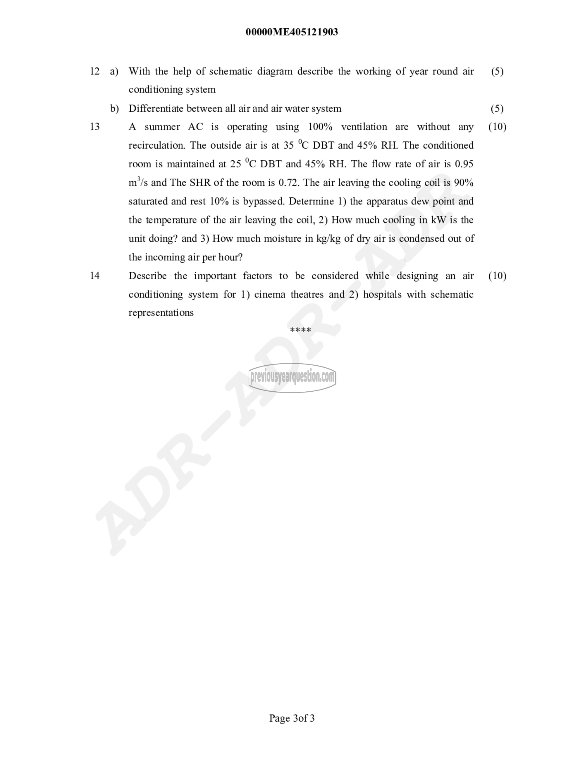 Question Paper - Refrigeration and Air Conditioning-3