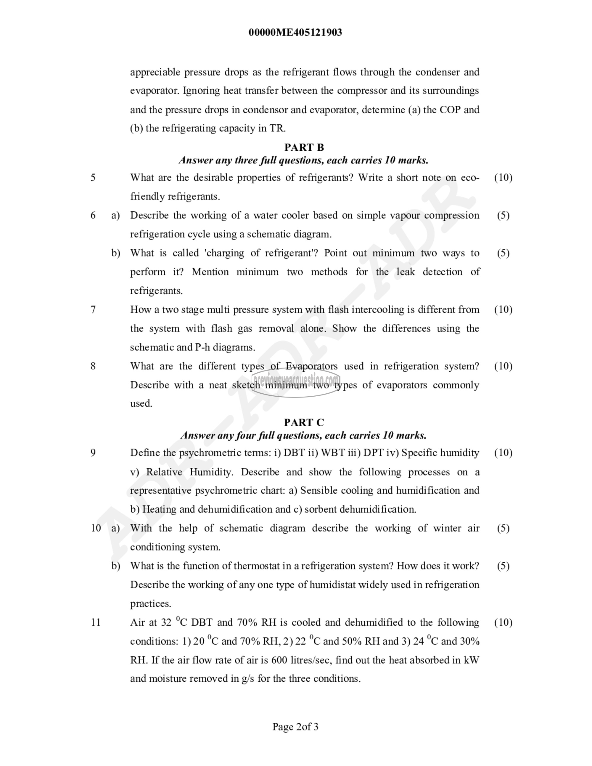 Question Paper - Refrigeration and Air Conditioning-2