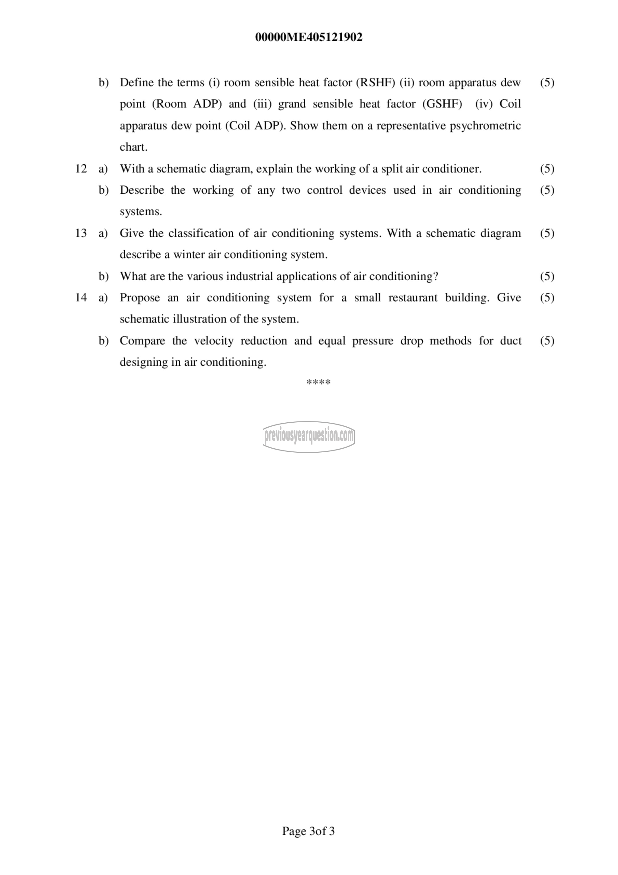 Question Paper - Refrigeration and Air Conditioning-3