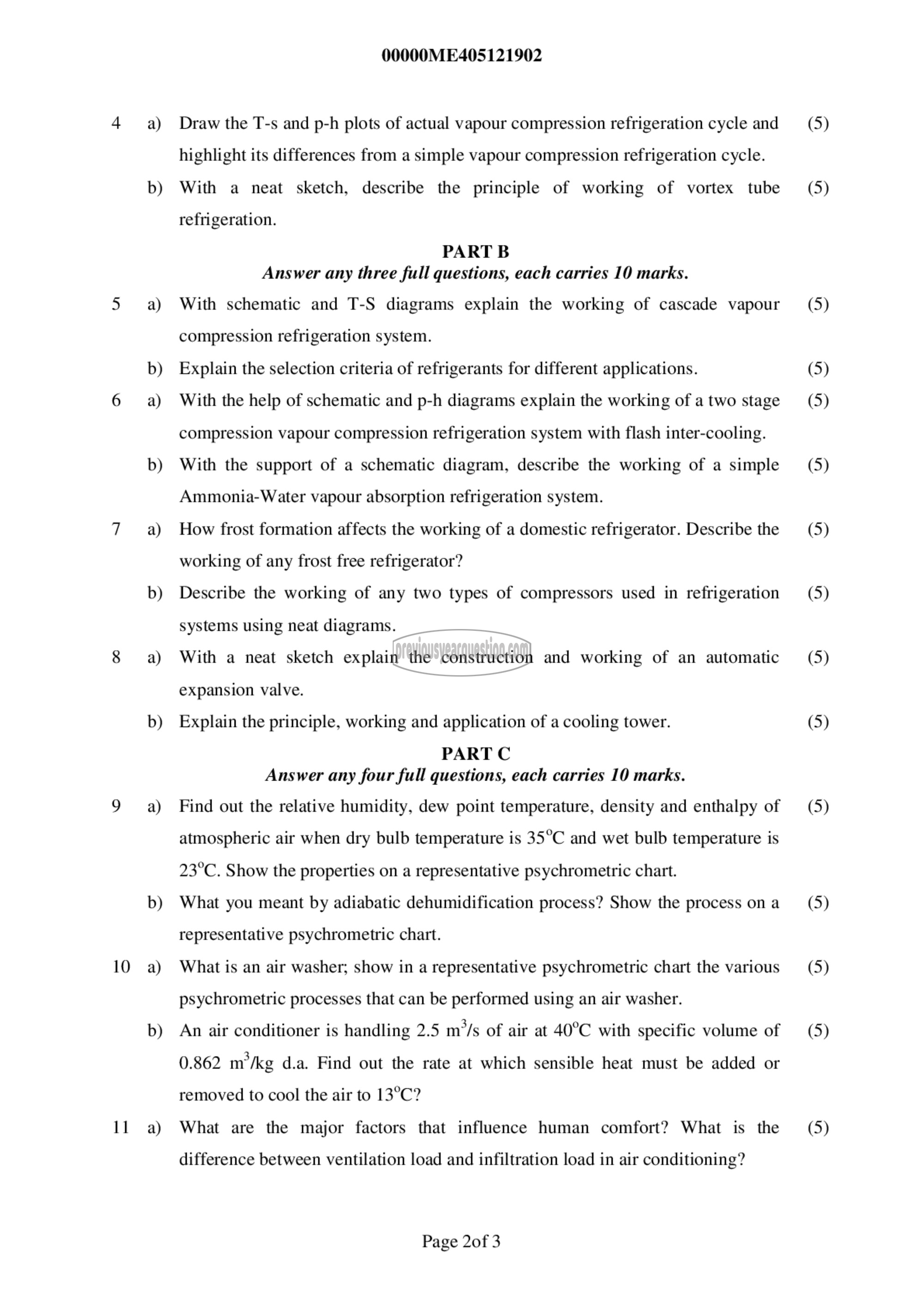 Question Paper - Refrigeration and Air Conditioning-2