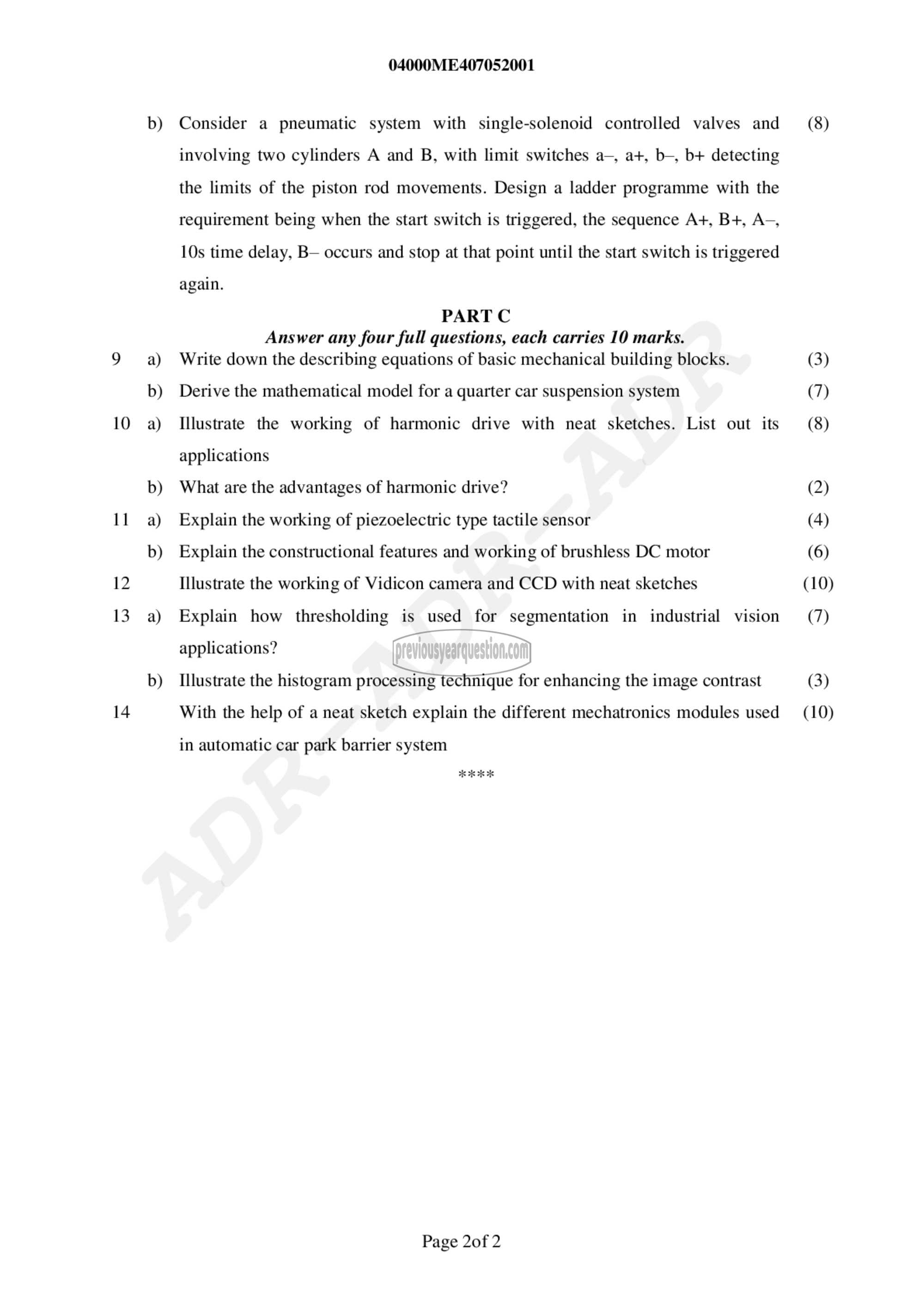 Question Paper - Mechatronics-2