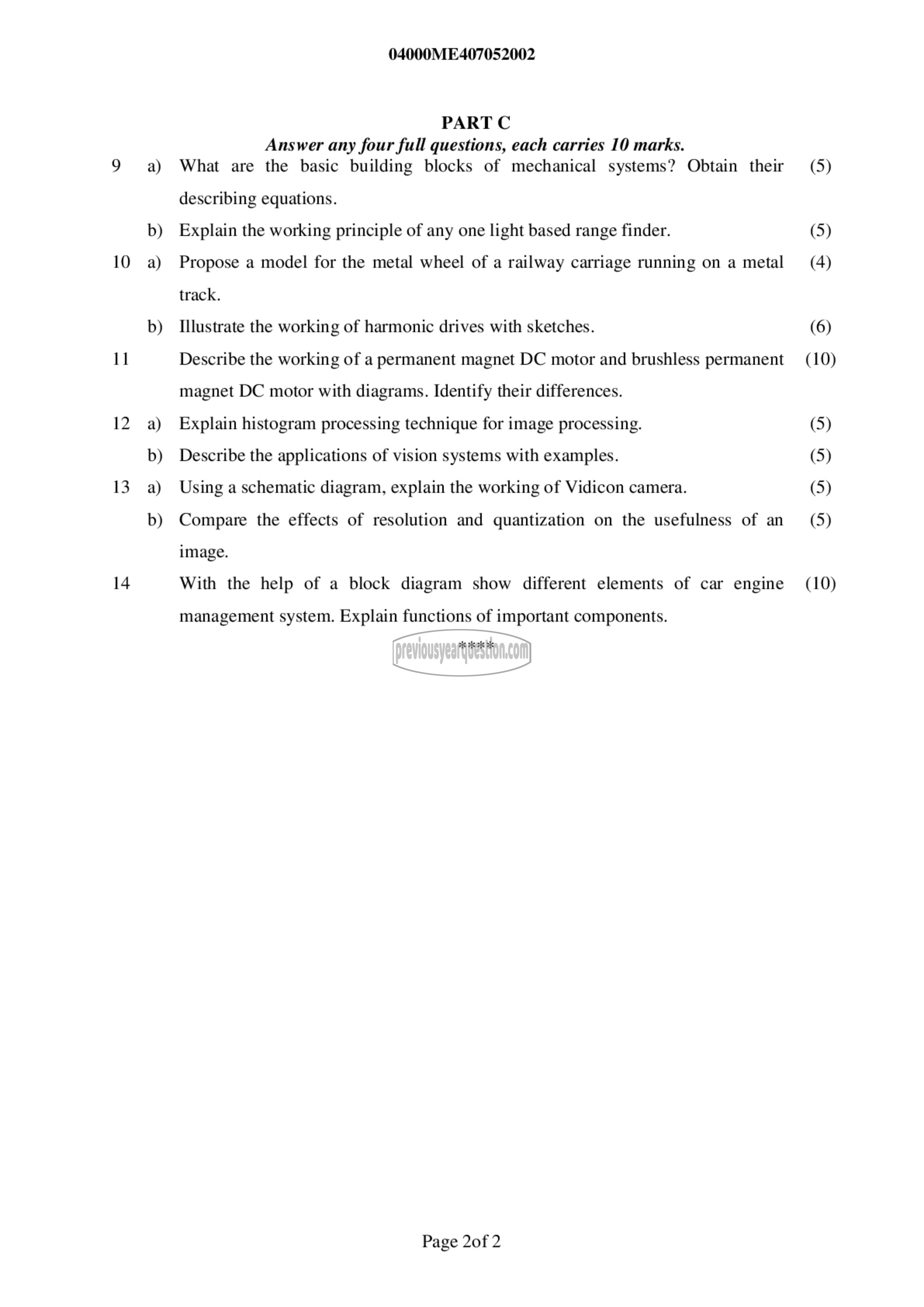 Question Paper - Mechatronics-2