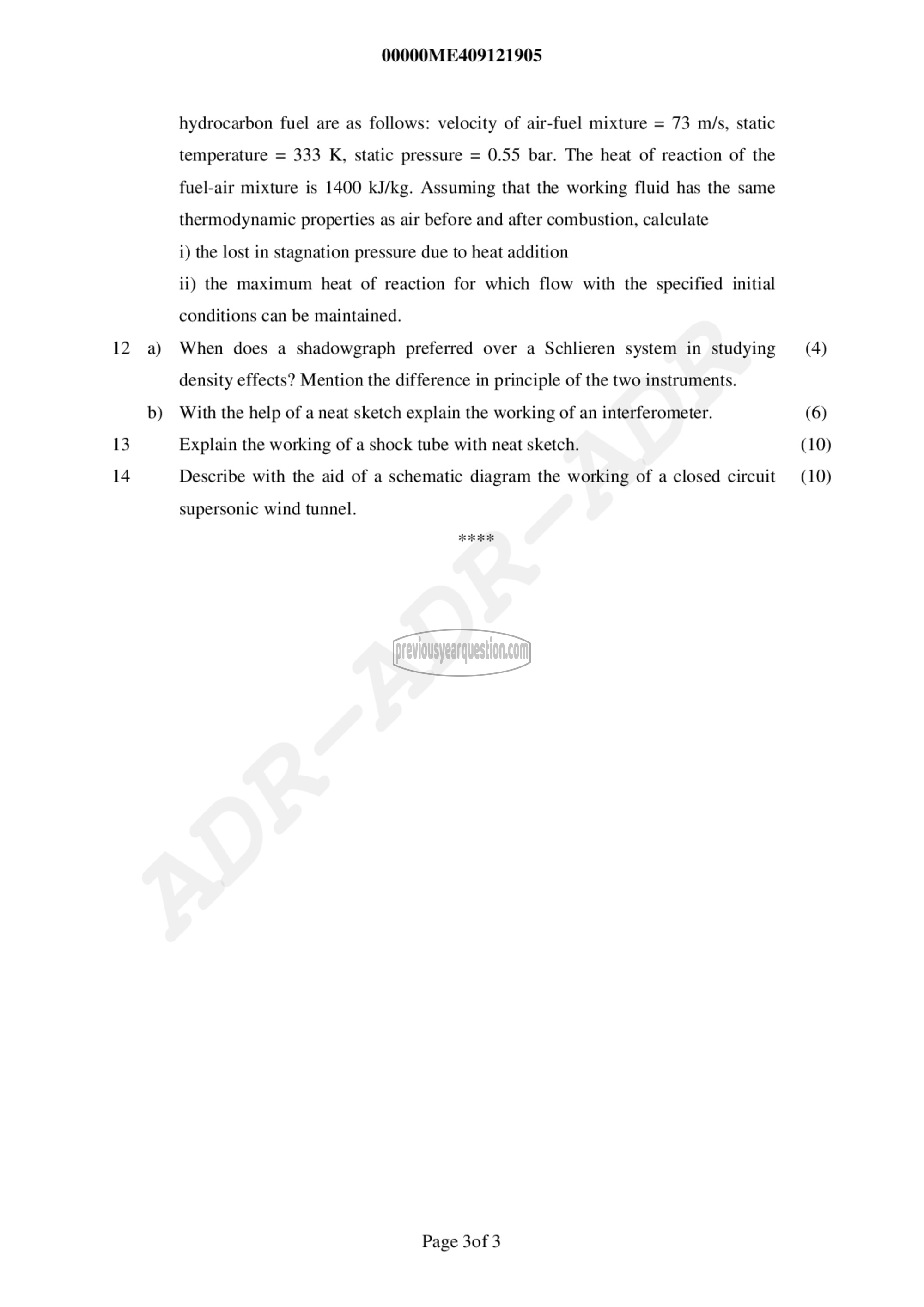 Question Paper - Compressible Fluid Flow-3