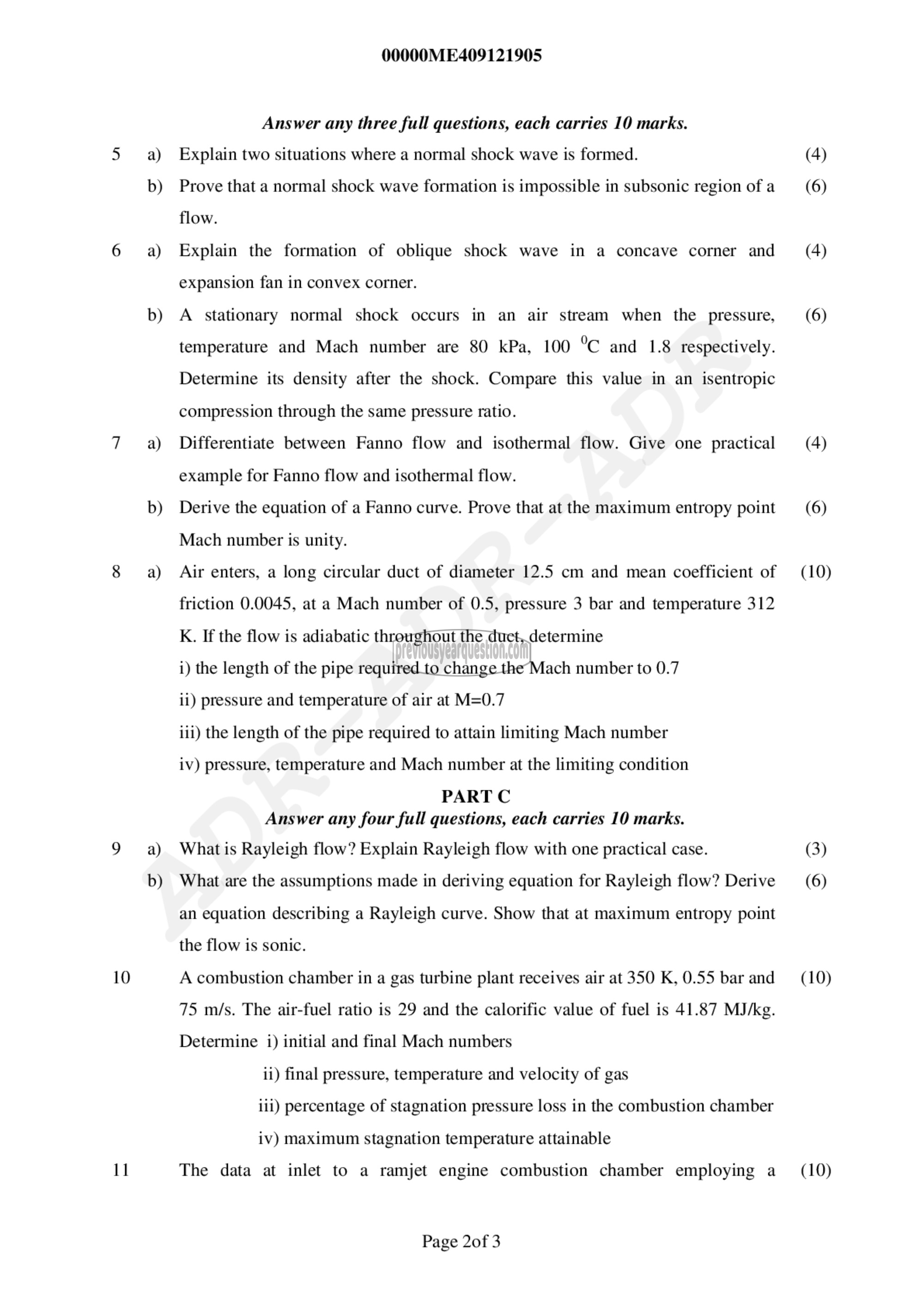 Question Paper - Compressible Fluid Flow-2