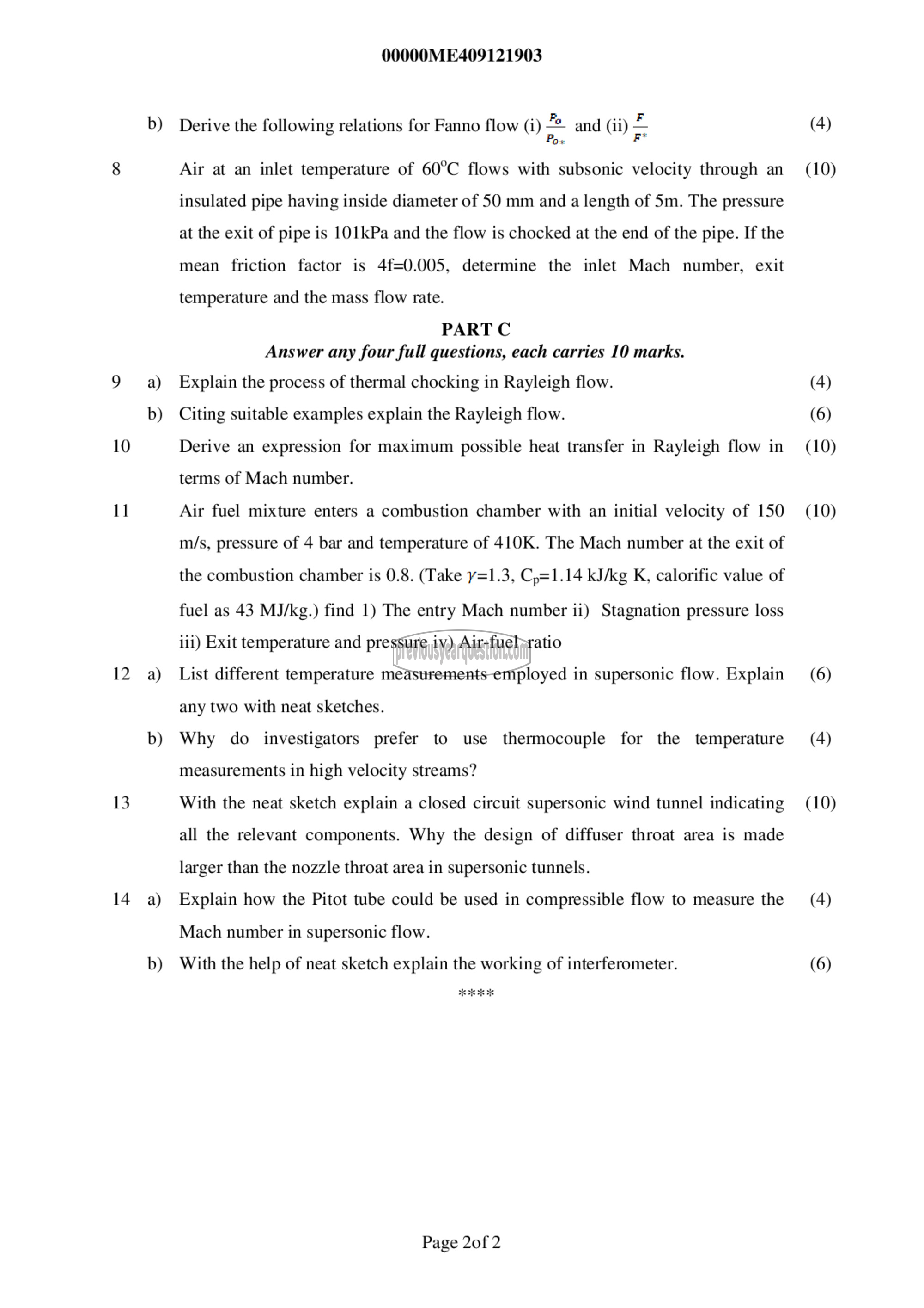 Question Paper - Compressible Fluid Flow-2