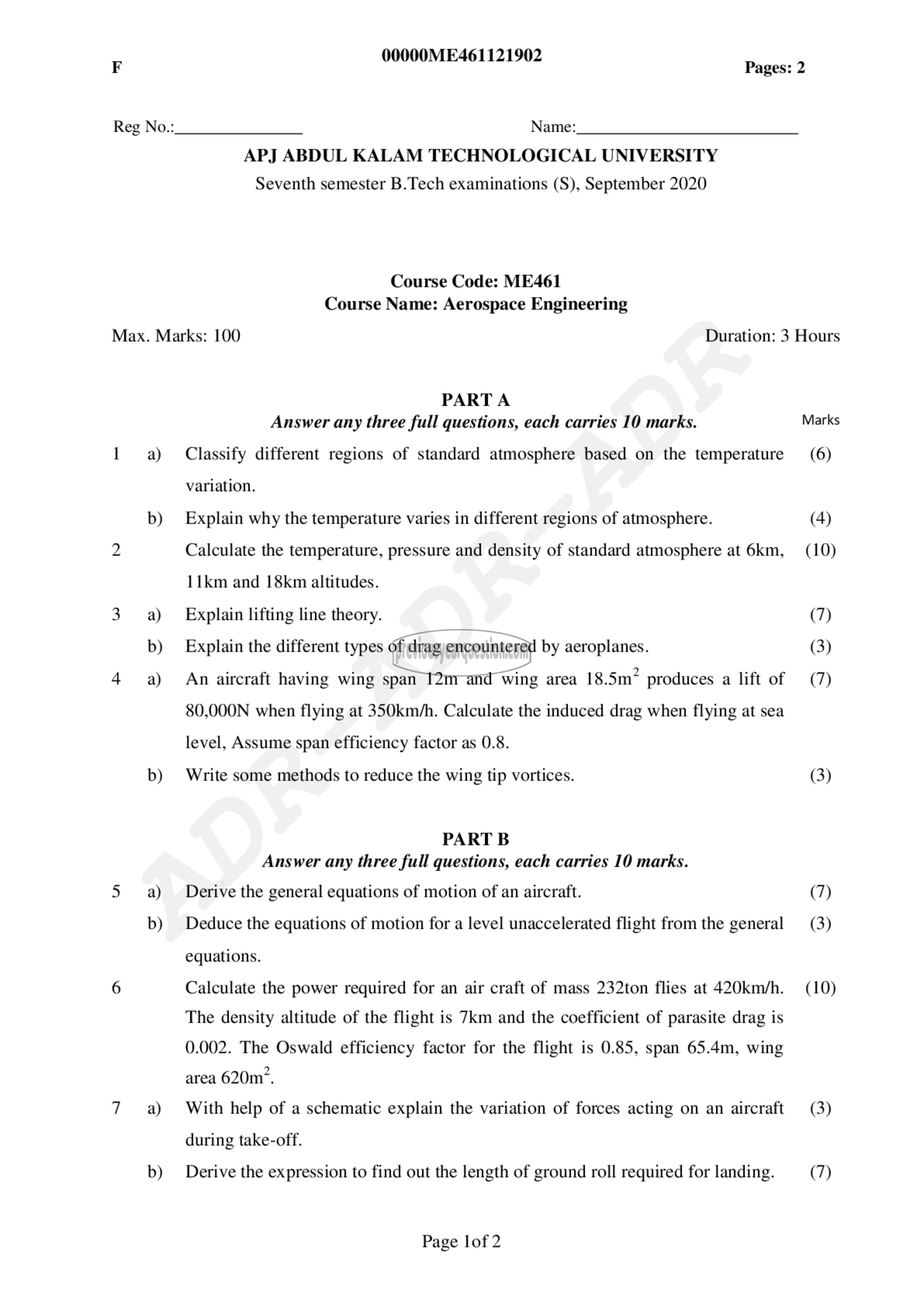 Question Paper - Aerospace Engineering-1