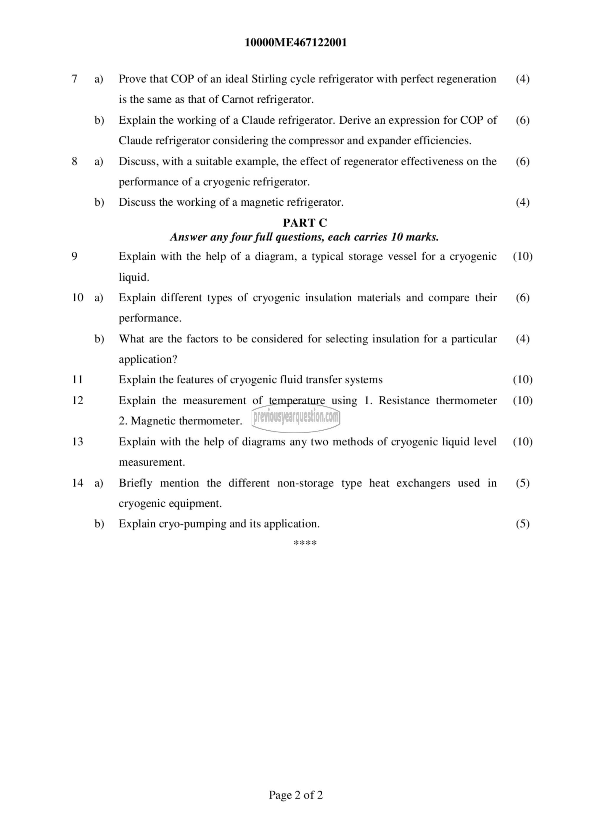 Question Paper - Cryogenic Engineering-2