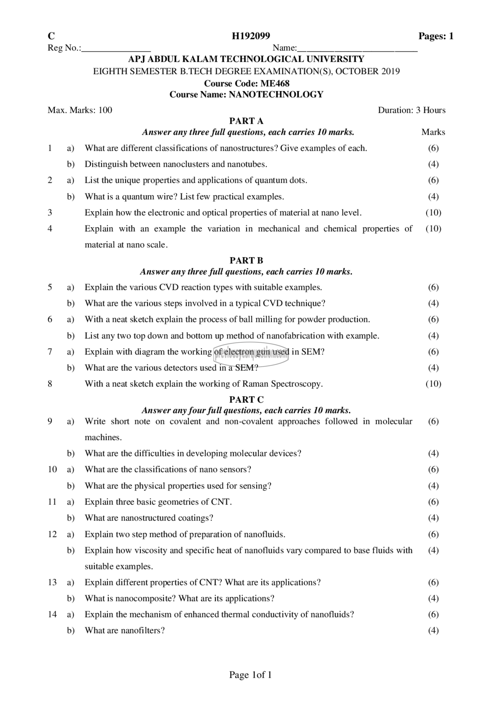 Question Paper - Nanotechnology-1