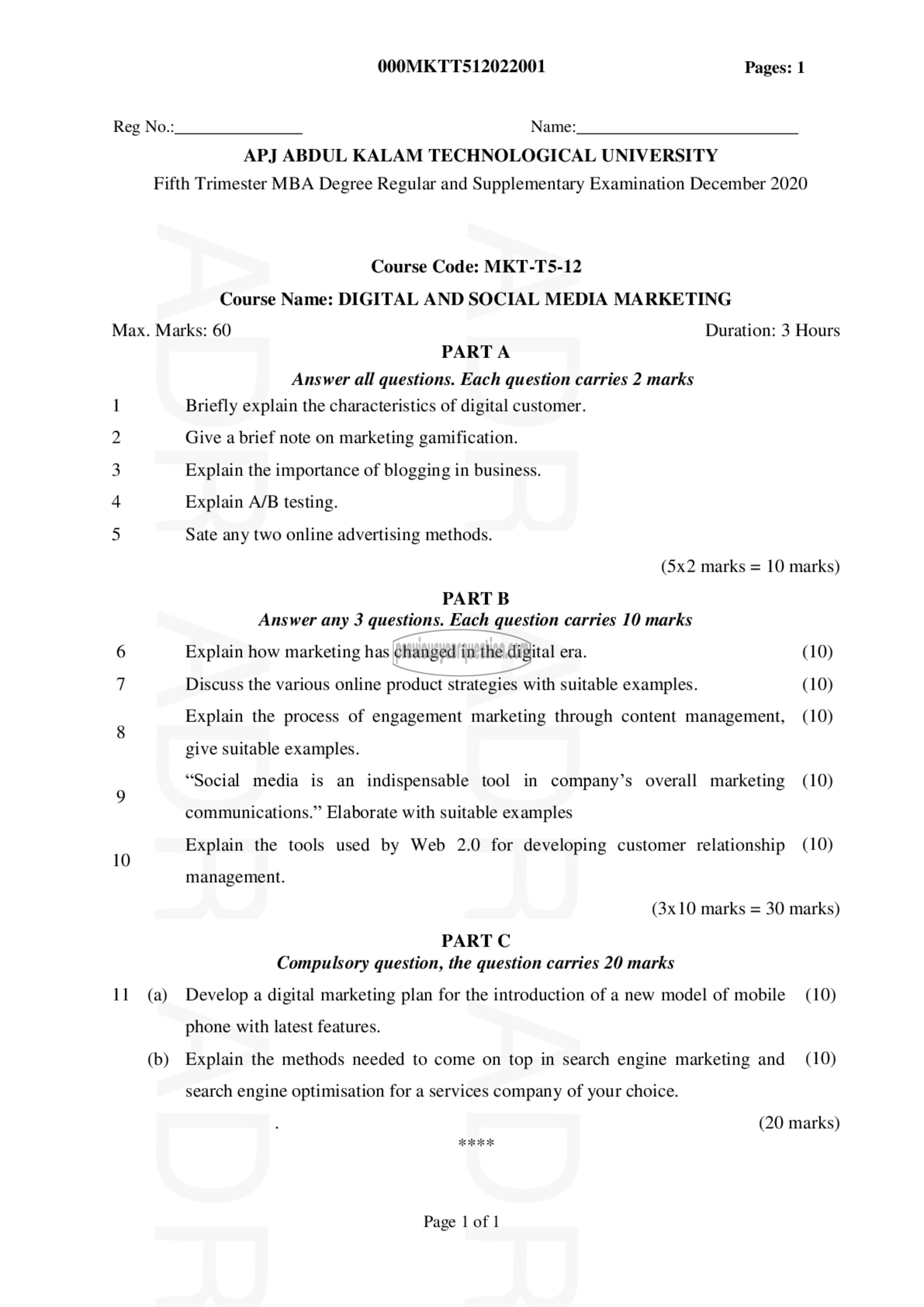 Question Paper - Digital and Social Media Marketing-1