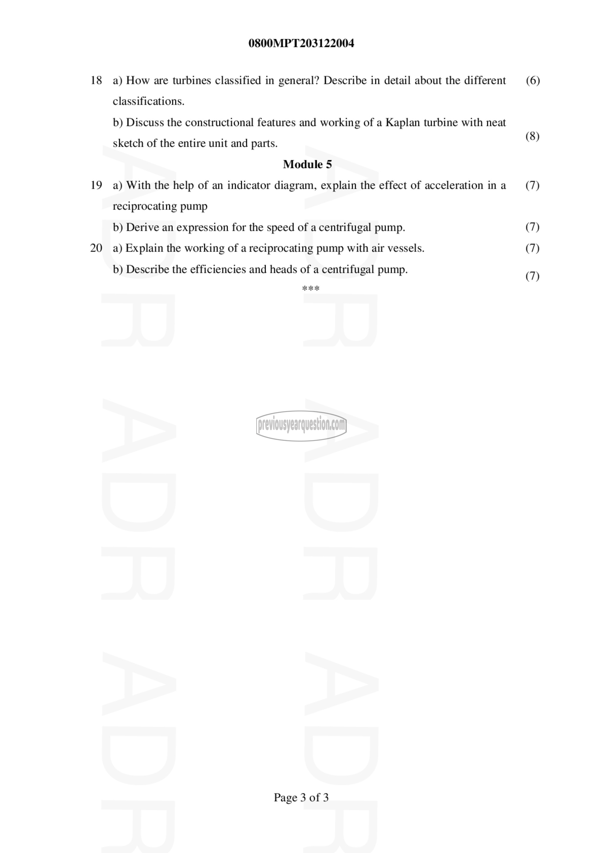 Question Paper - FLUID MECHANICS AND MACHINERY-3