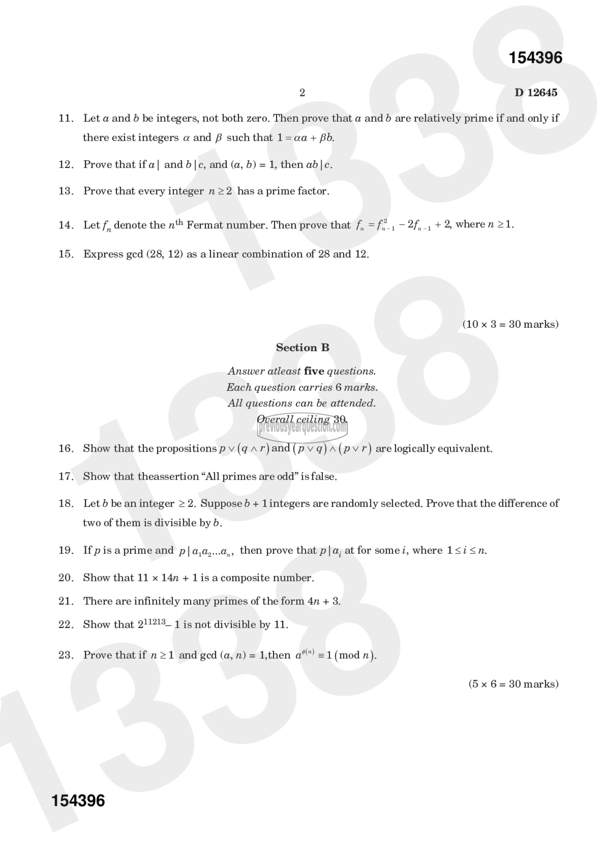 Question Paper - Basic Logic and Number Theory-2