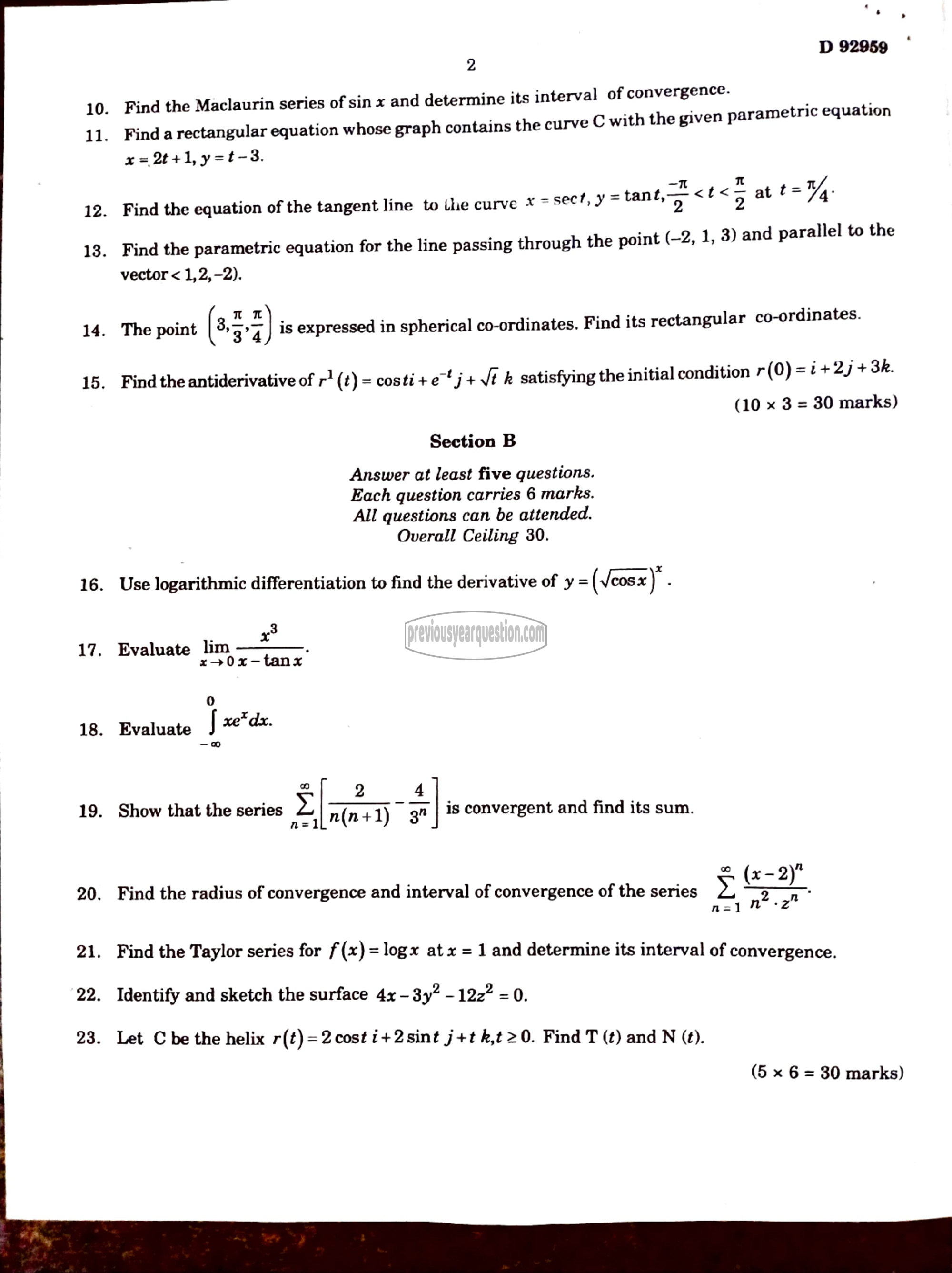 Question Paper - Calculus of Single Variable-2-2