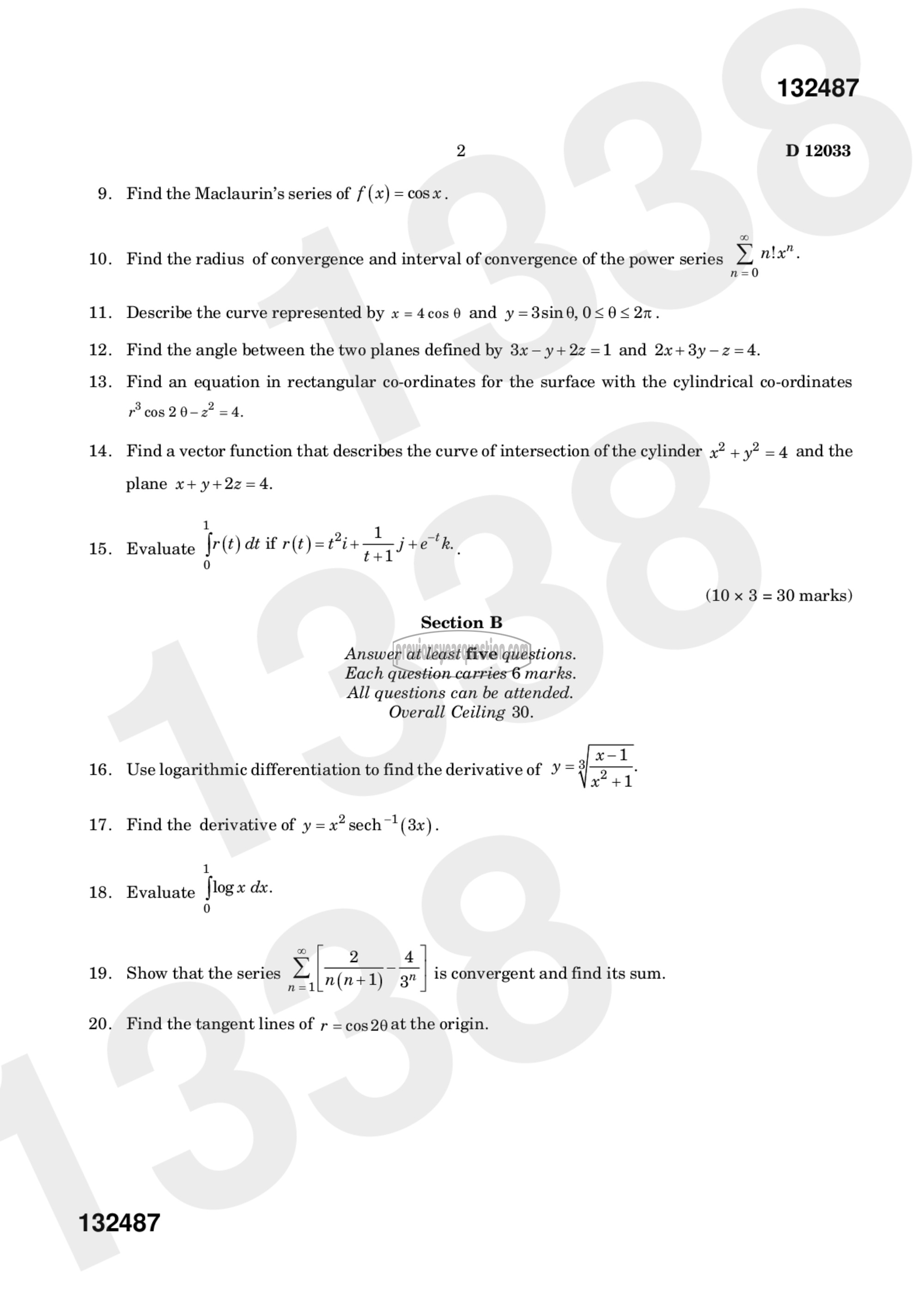 Question Paper - Calculus of Single Variable-2-2