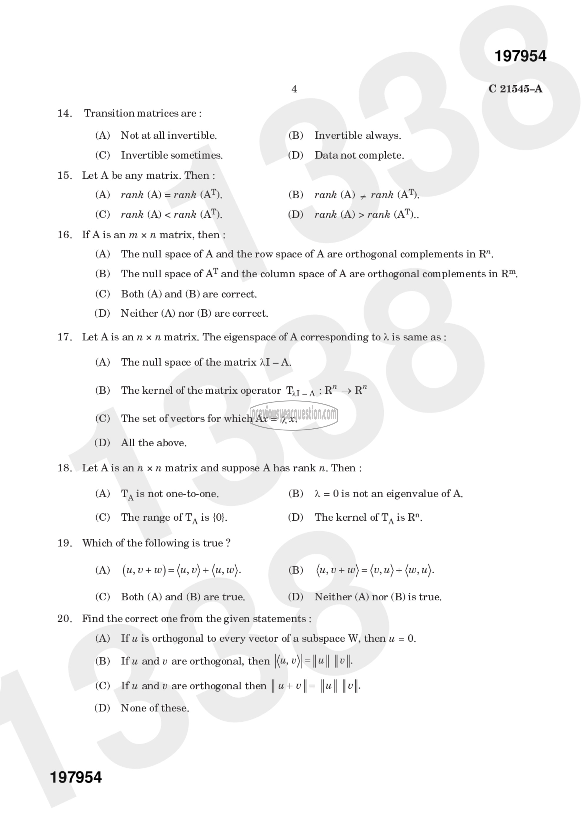 Question Paper - Linear Algebra-8