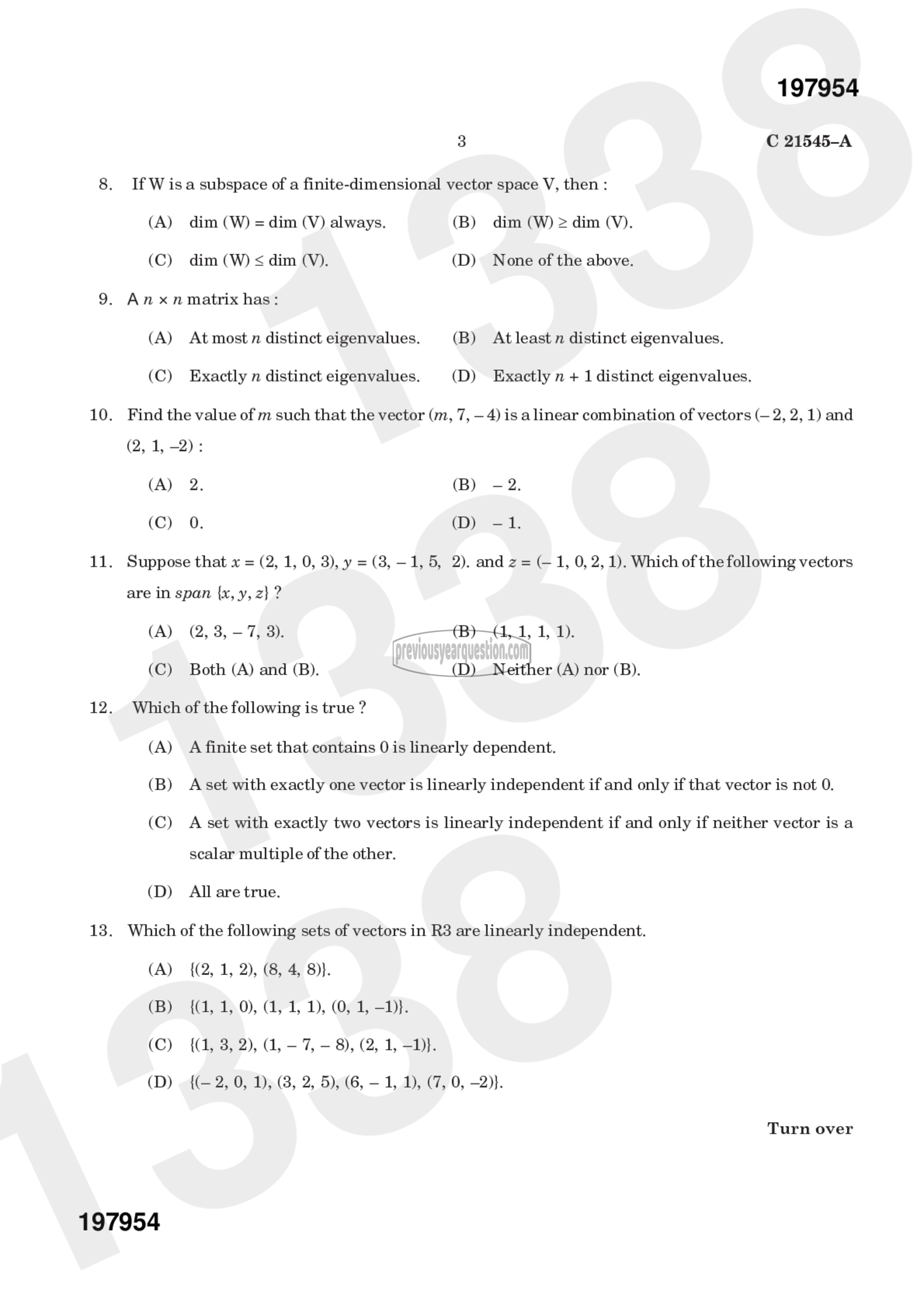 Question Paper - Linear Algebra-7