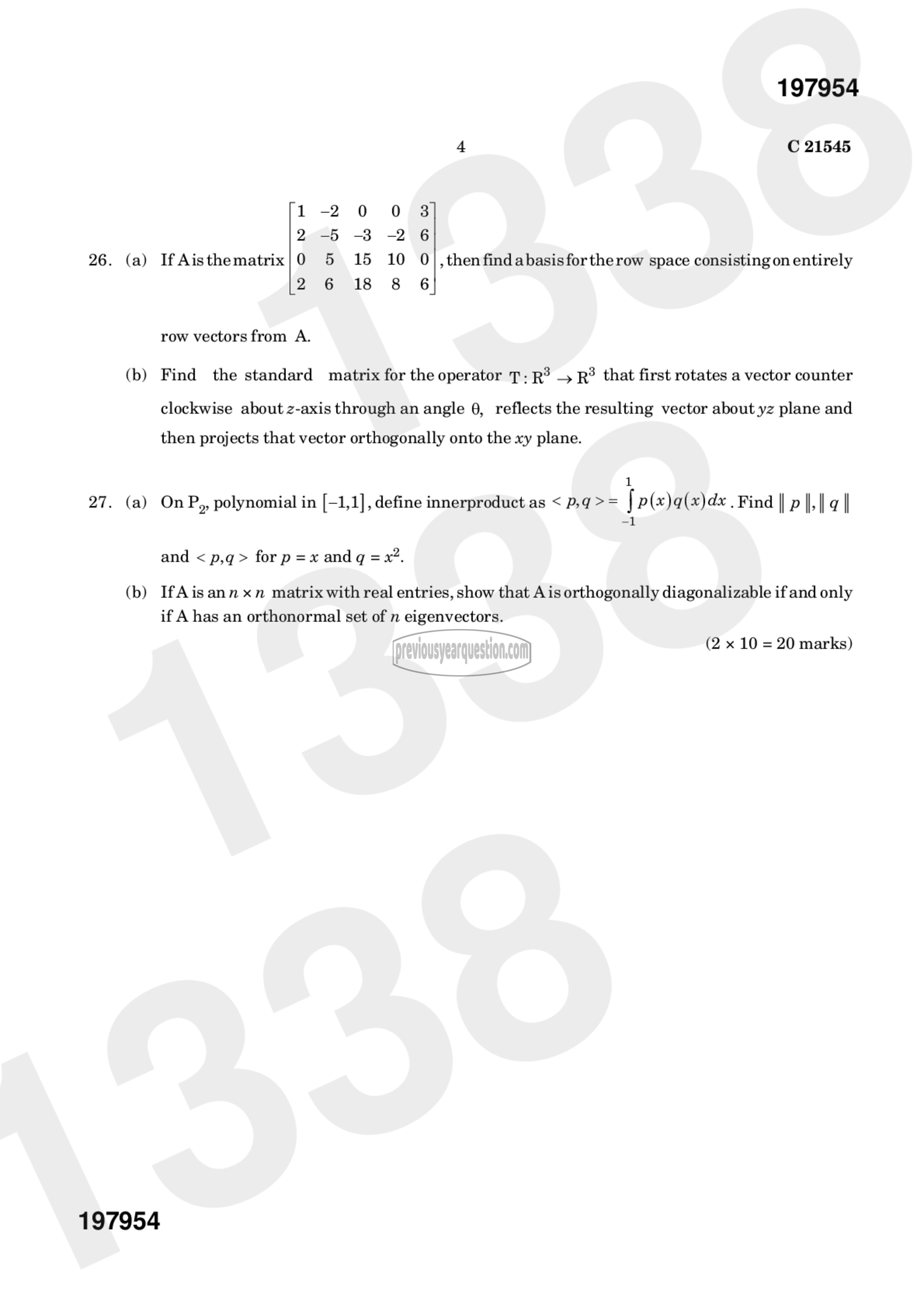 Question Paper - Linear Algebra-4