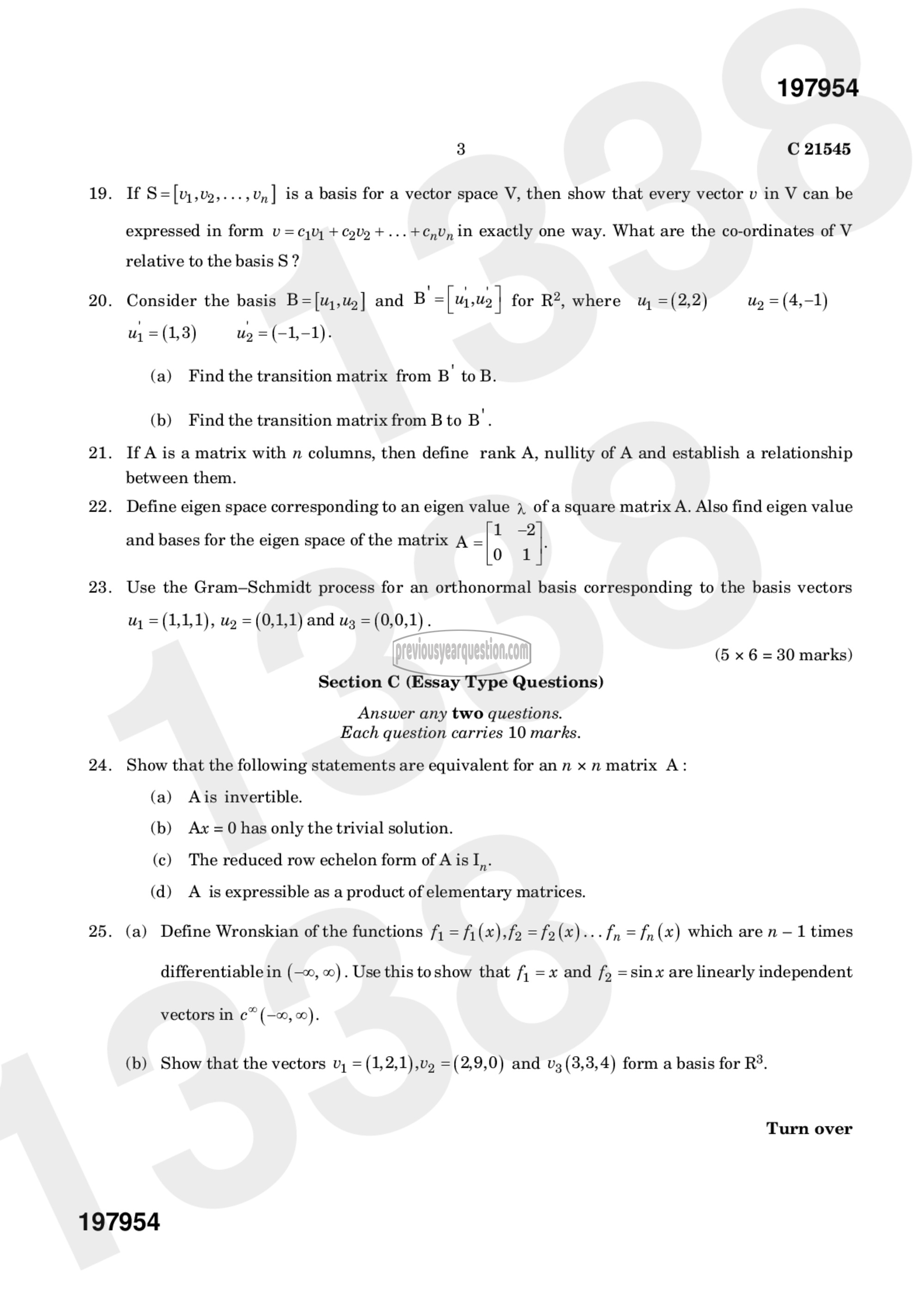 Question Paper - Linear Algebra-3