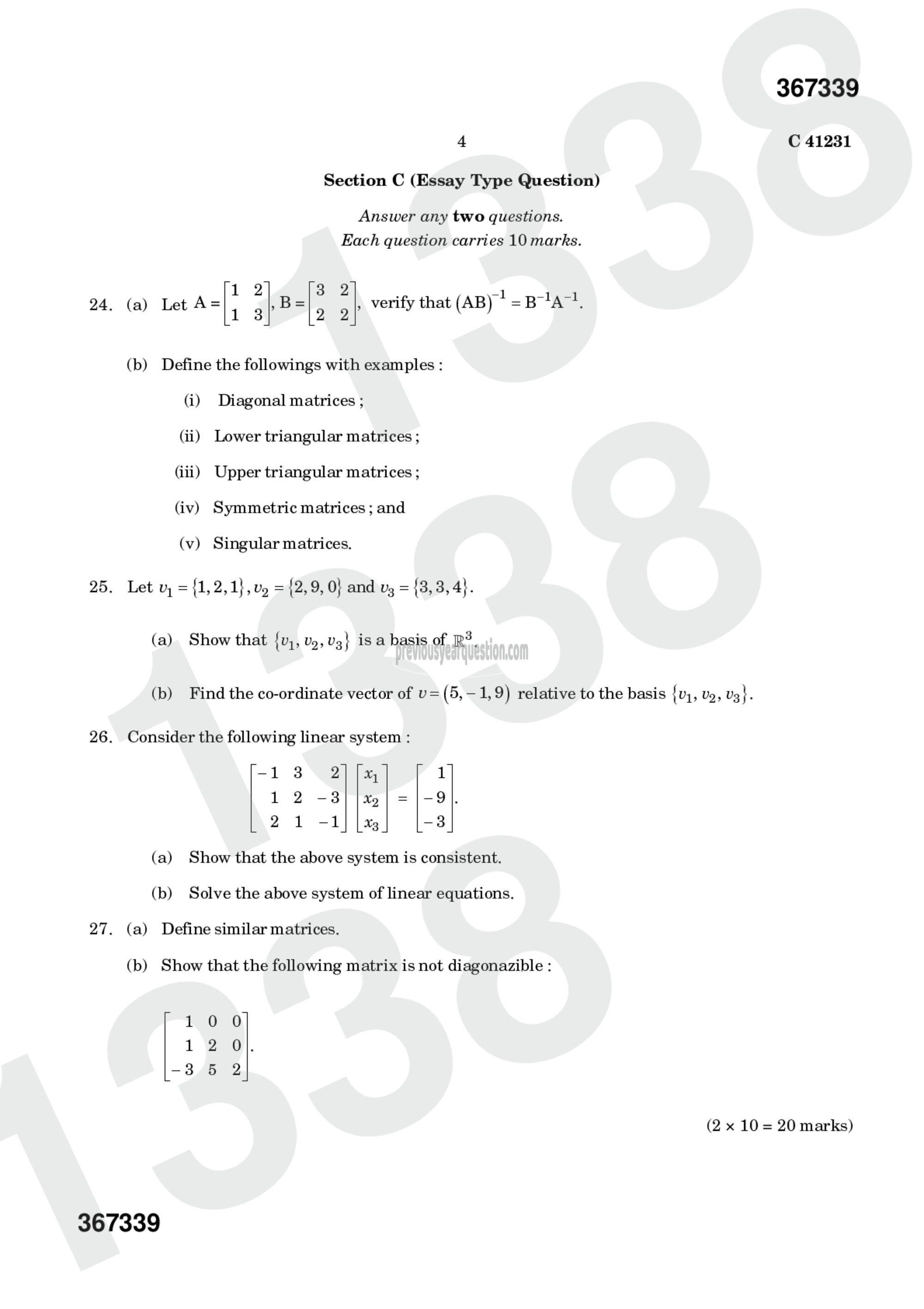 Question Paper - Linear Algebra-4