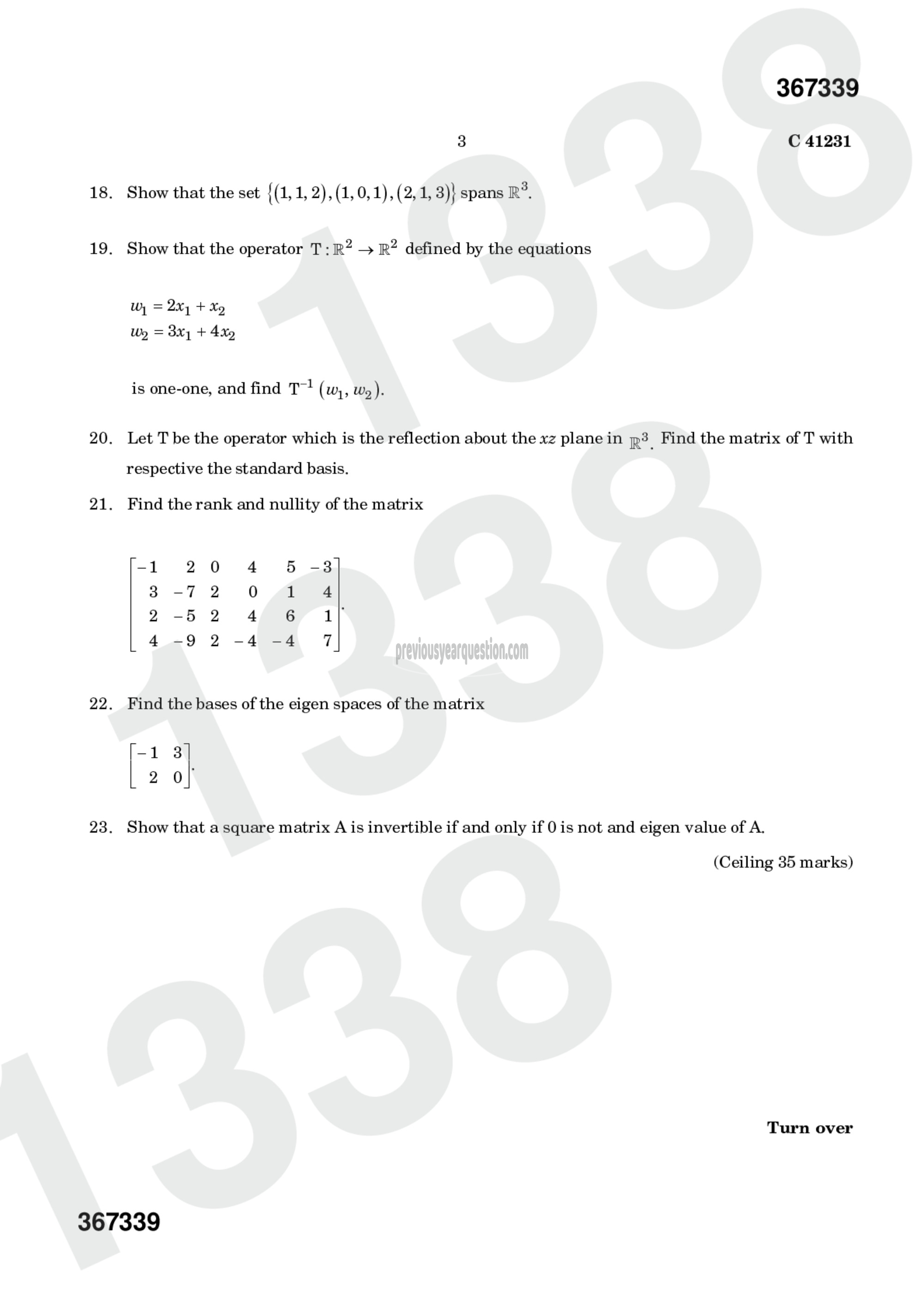 Question Paper - Linear Algebra-3