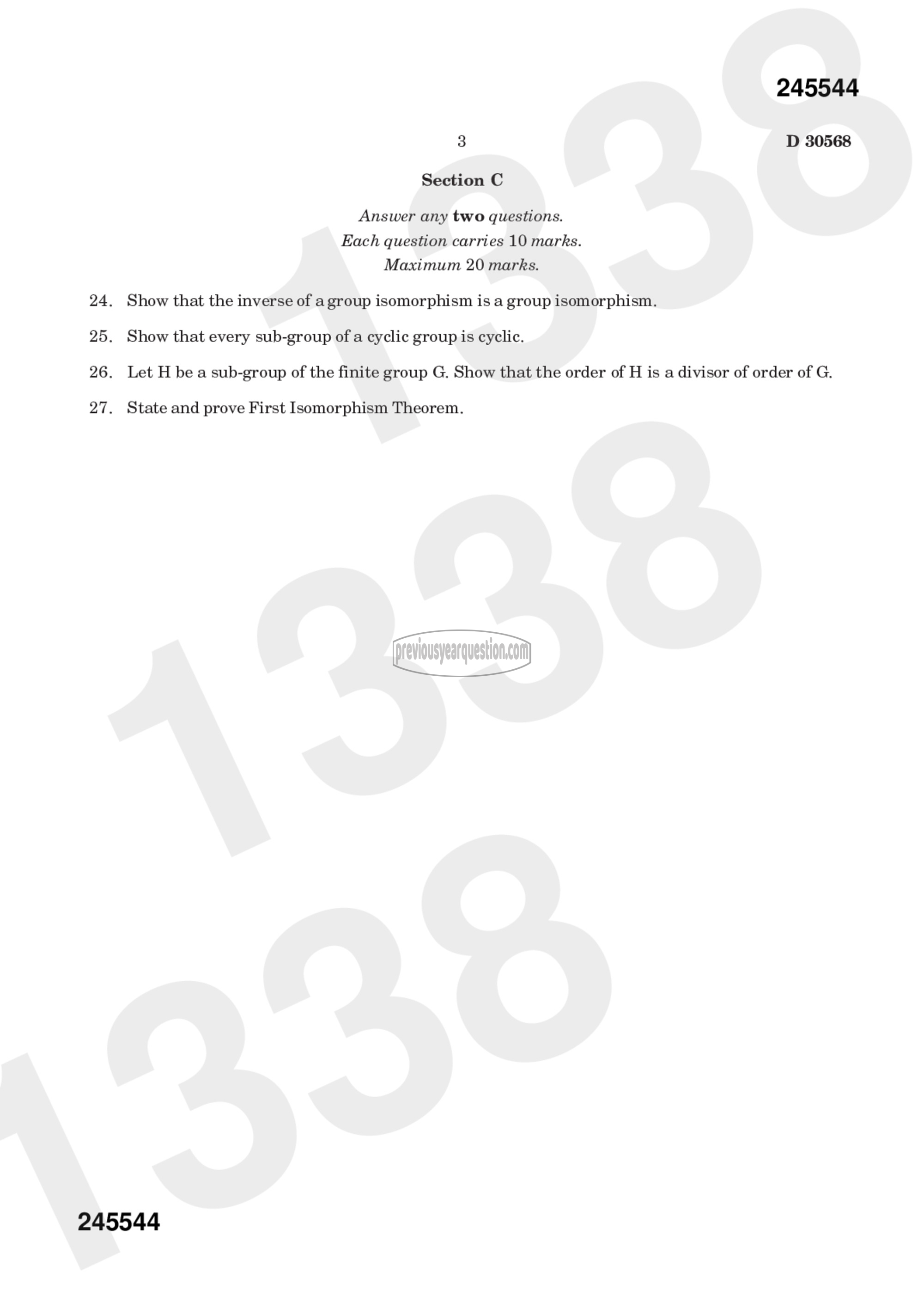 Question Paper - Abstract Algebra-3