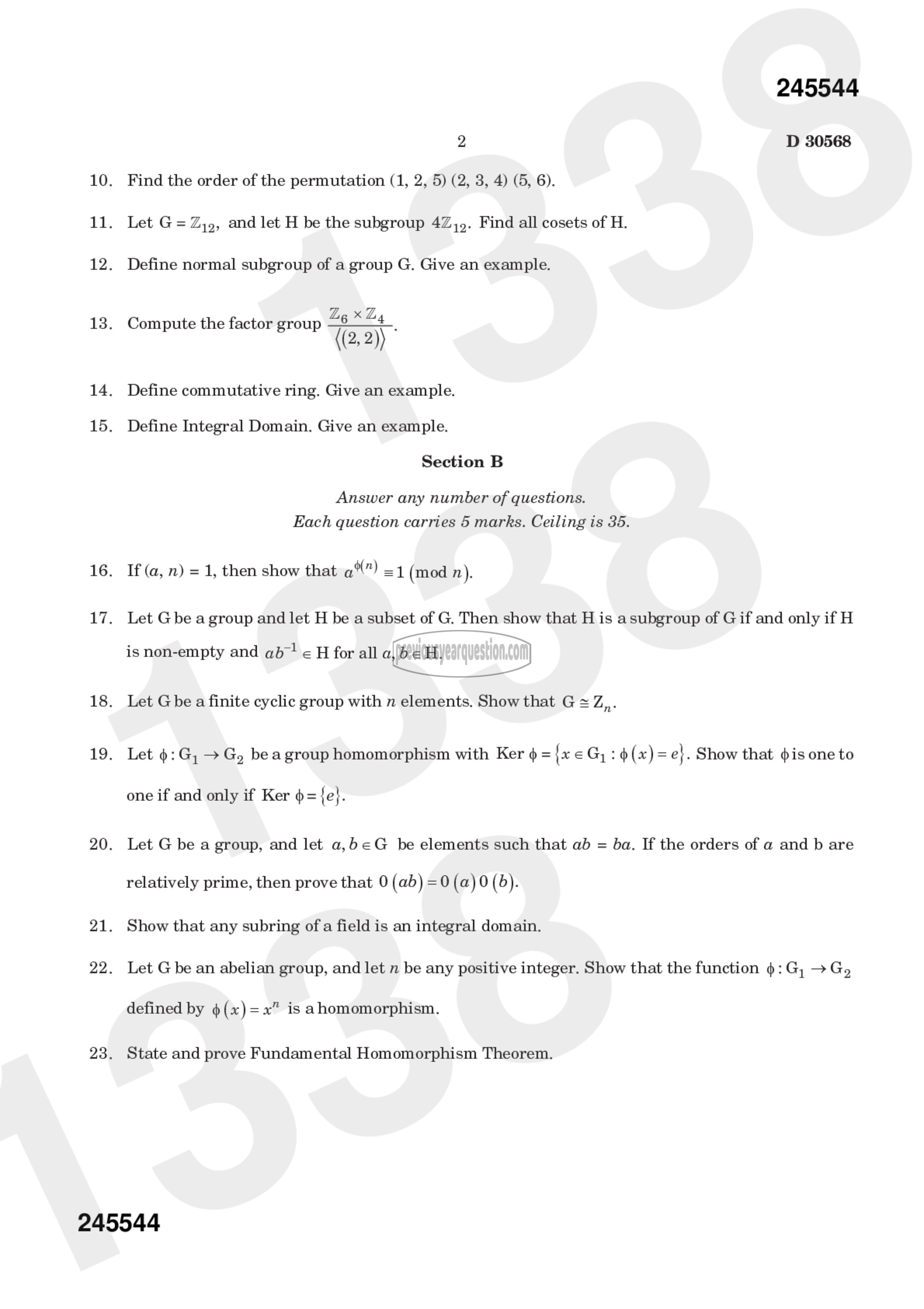 Question Paper - Abstract Algebra-2