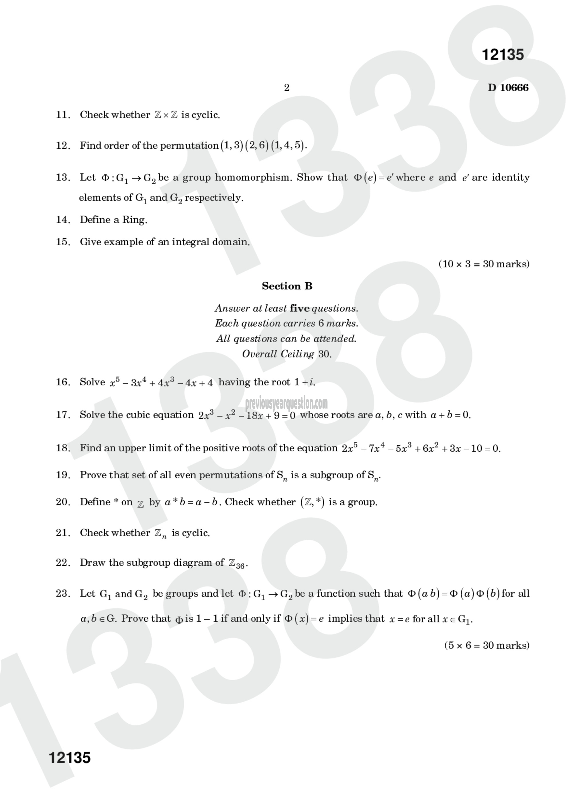 Question Paper - Abstract Algebra-2