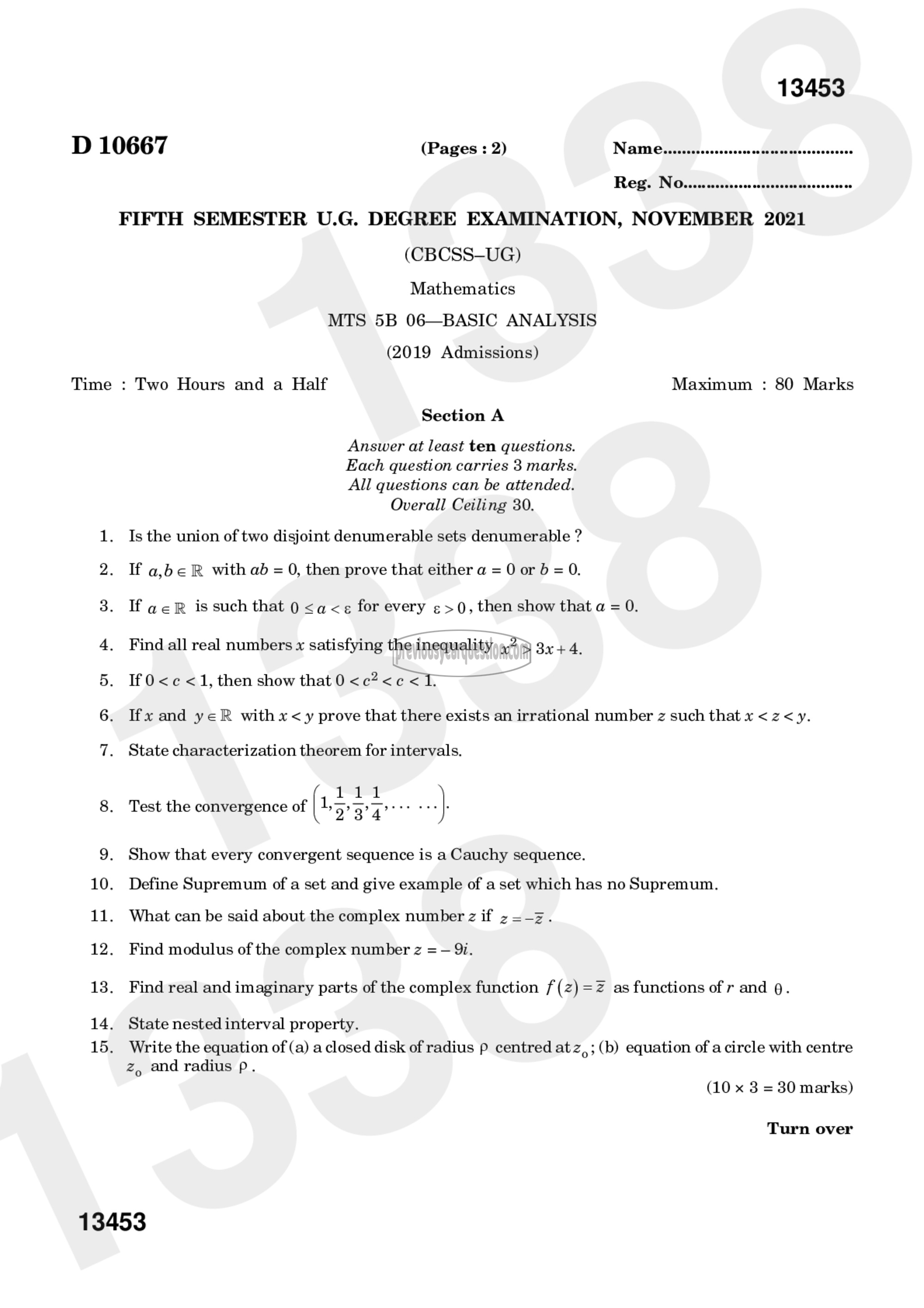 Question Paper - Basic Analysis-1