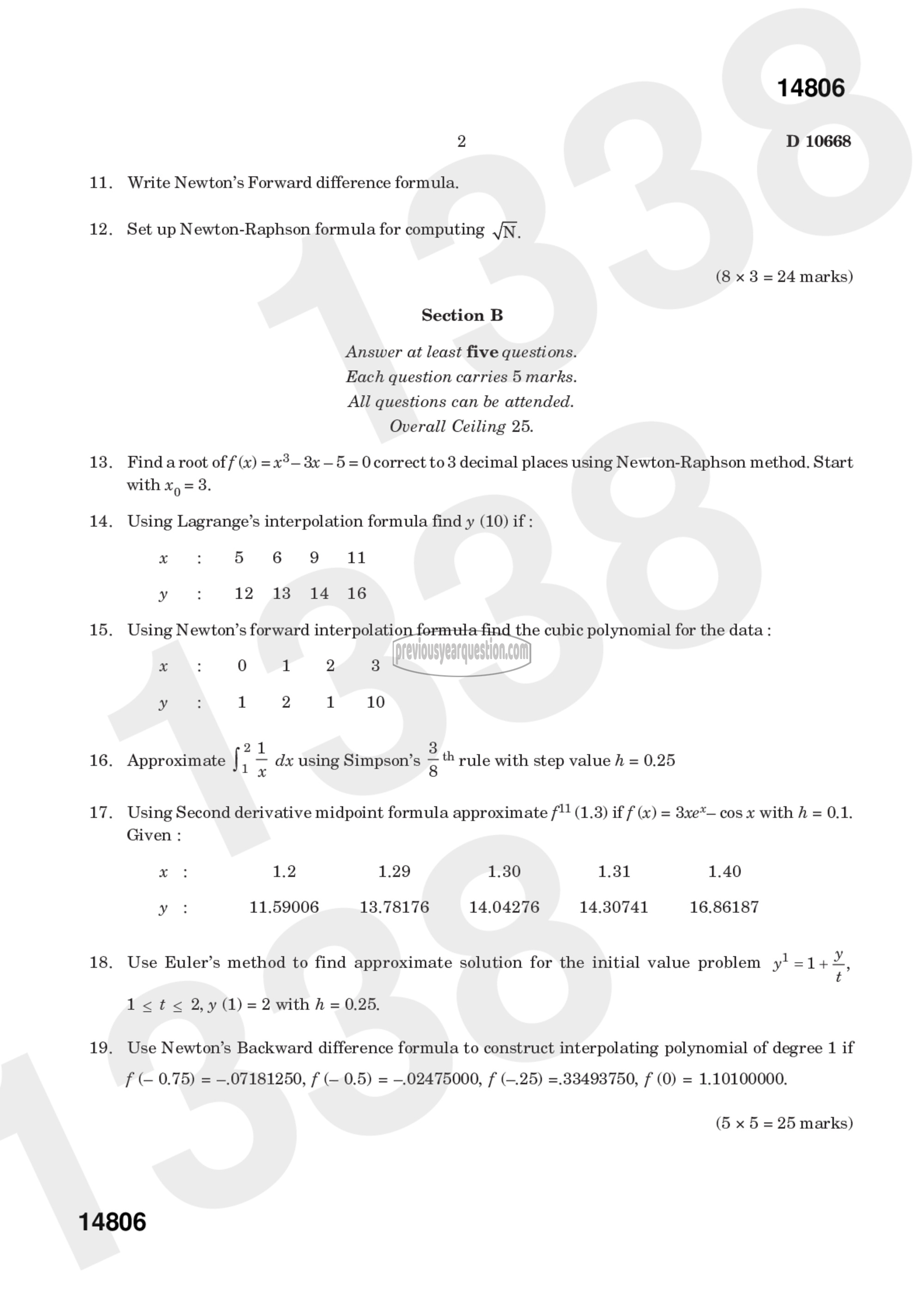 Question Paper - Numerical Analysis-2