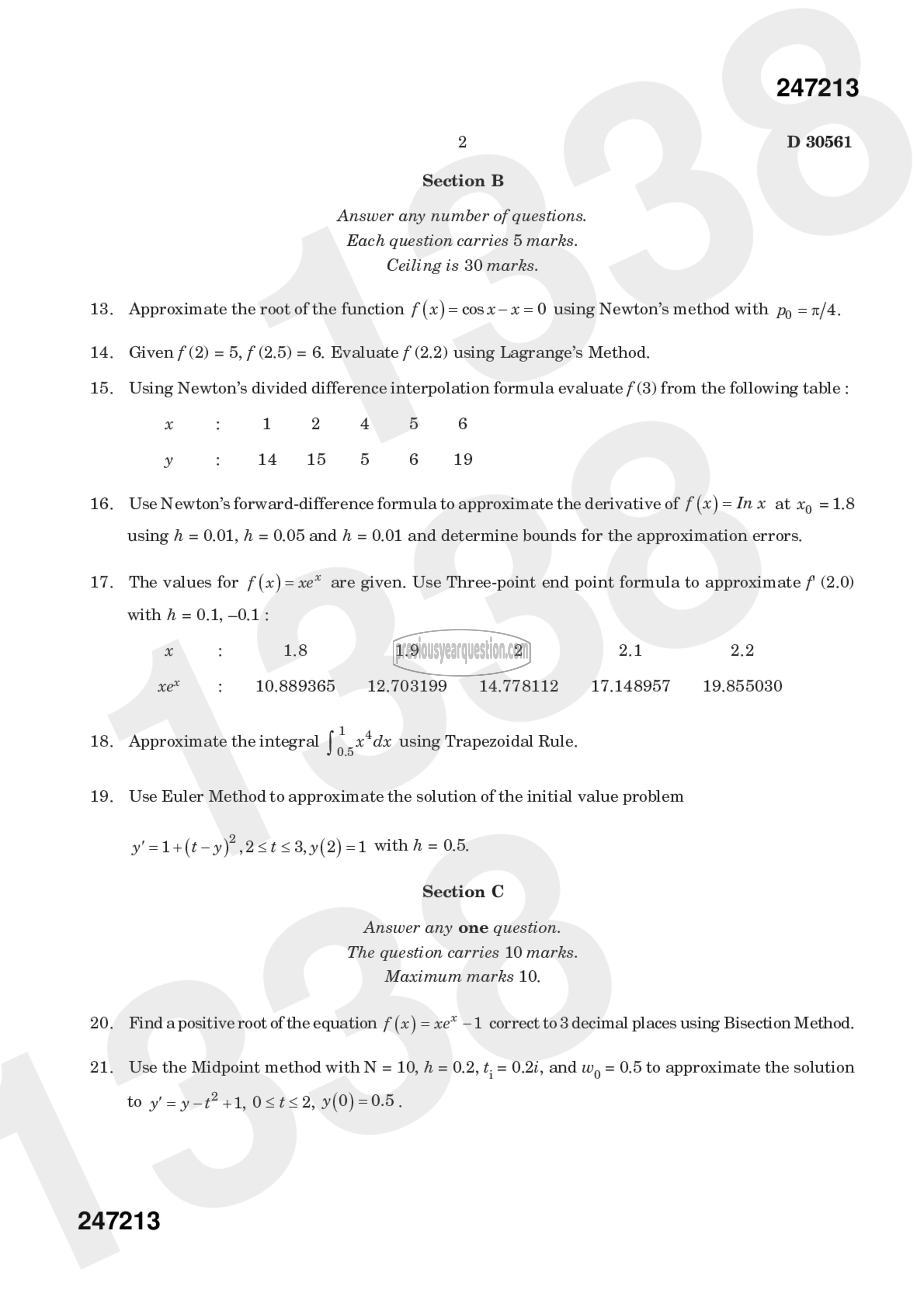 Question Paper - Numerical Analysis-2