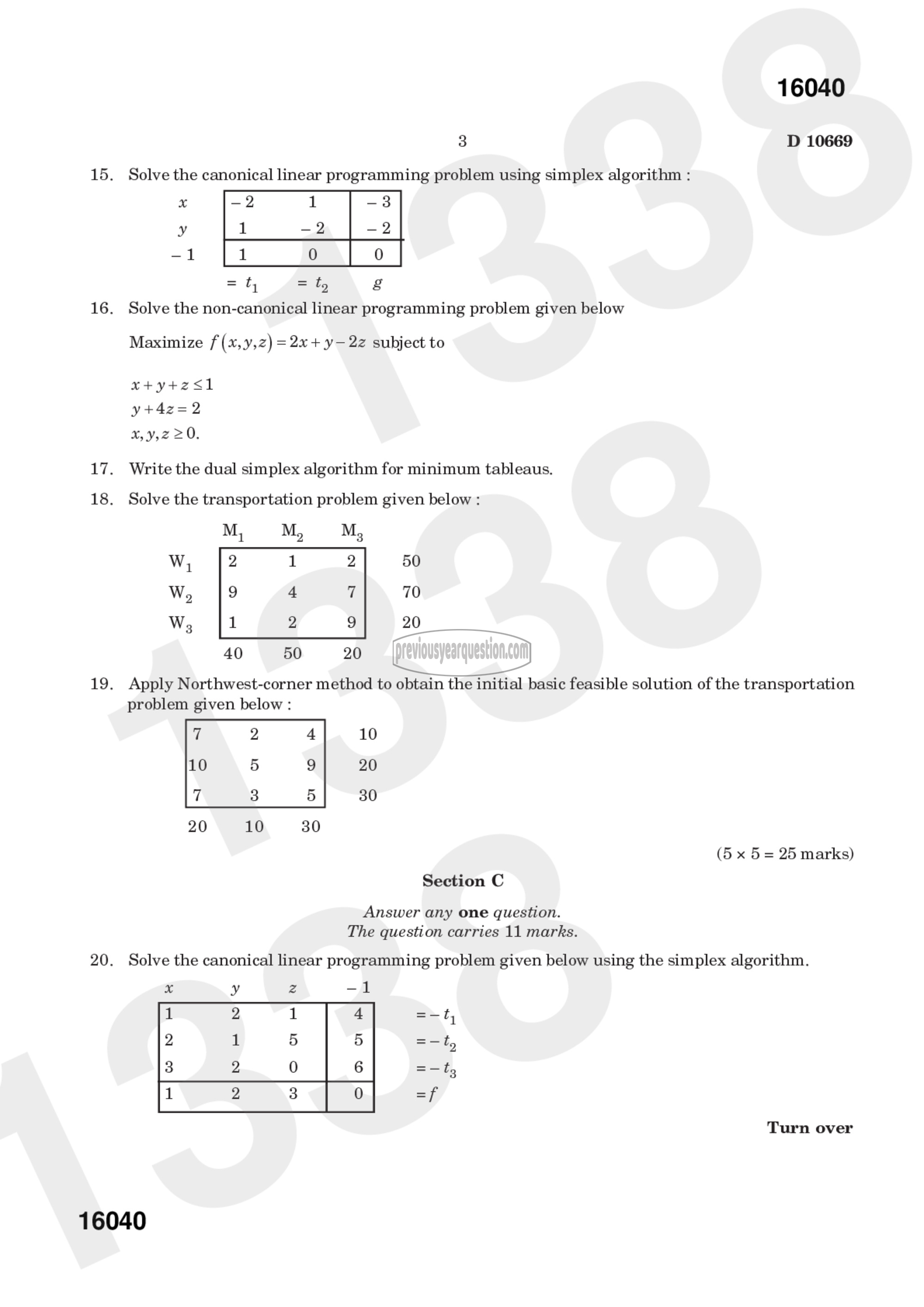 Question Paper - Linear Programming-3