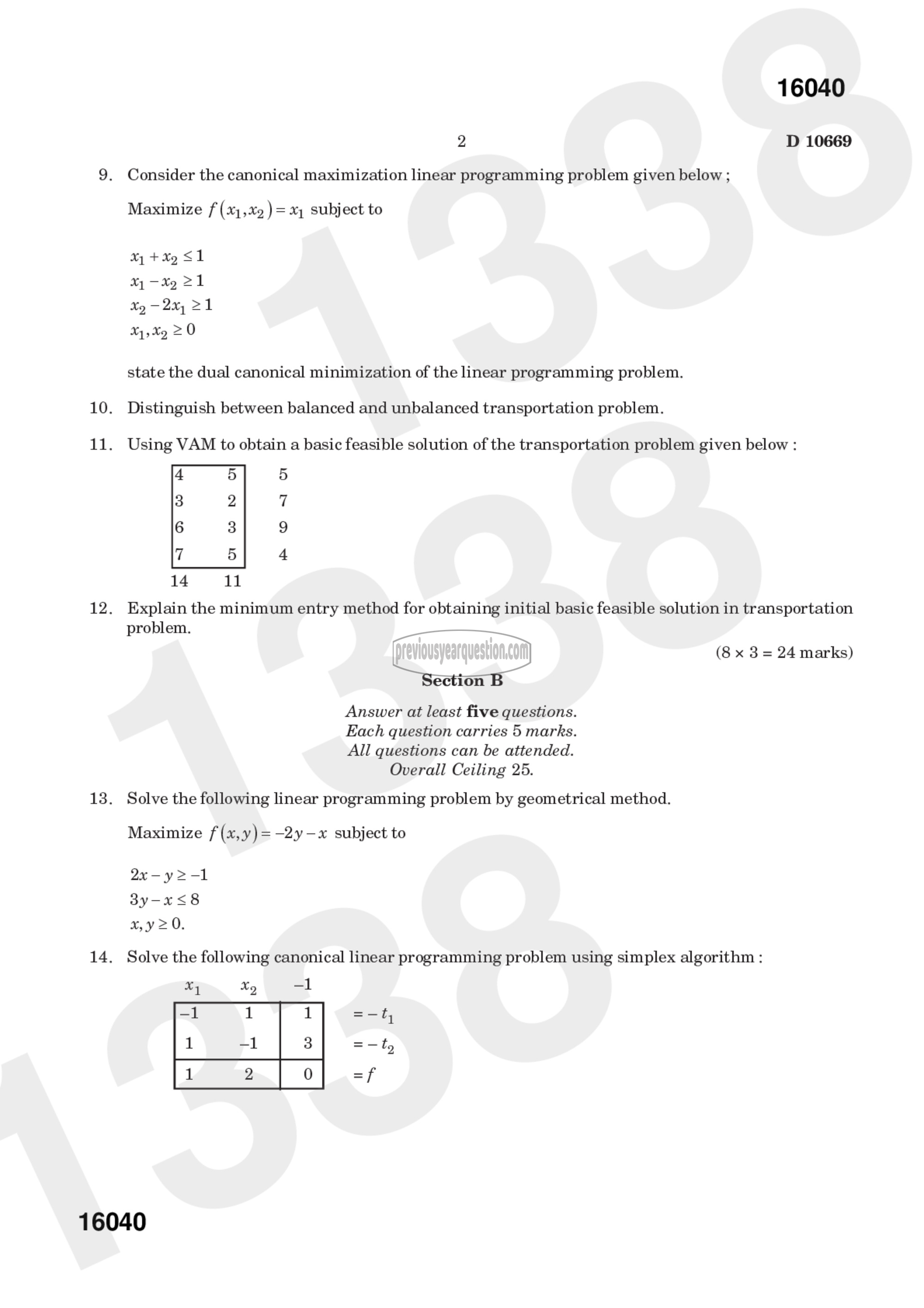 Question Paper - Linear Programming-2