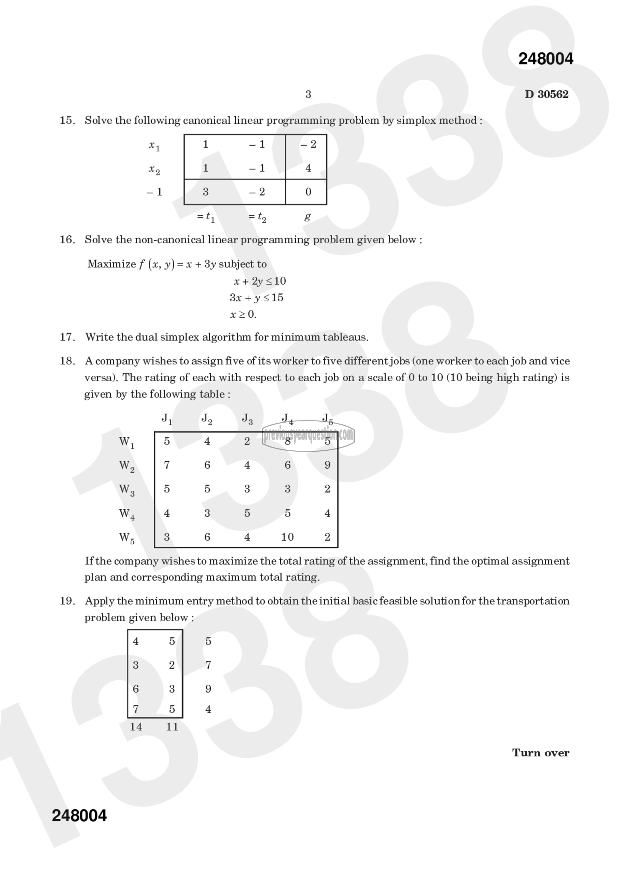 Question Paper - Linear Programming-3