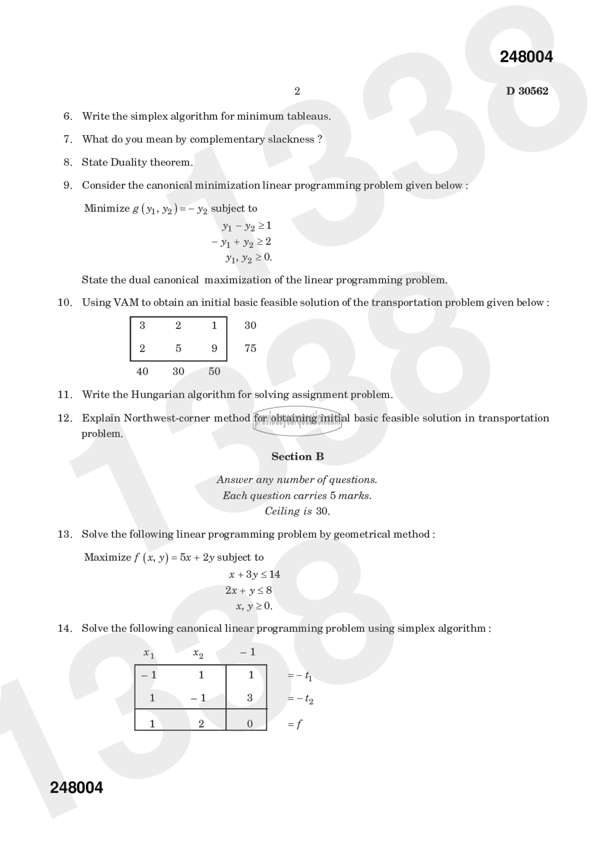 Question Paper - Linear Programming-2