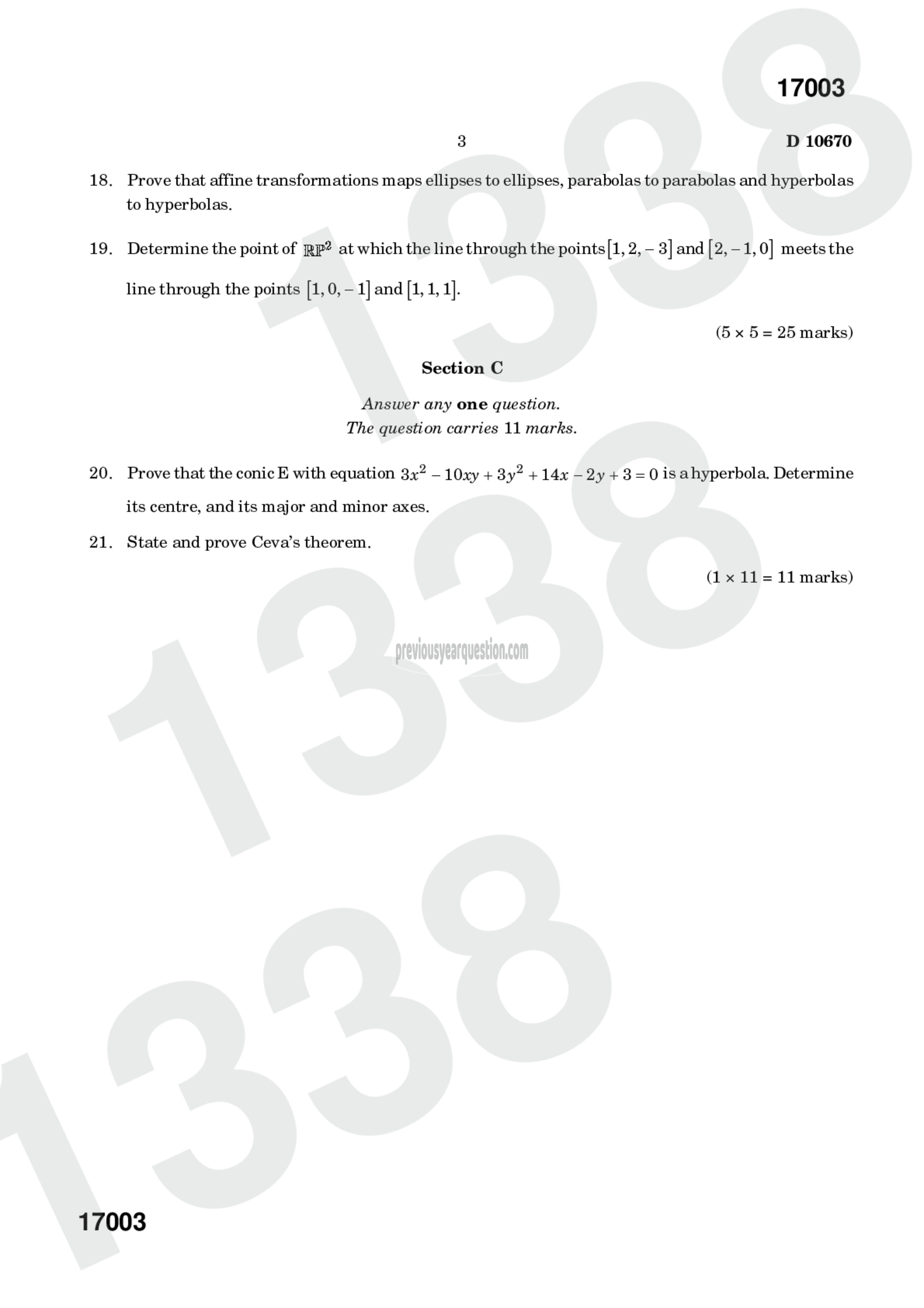 Question Paper - Introduction to Geometry and Theory of Equations-3