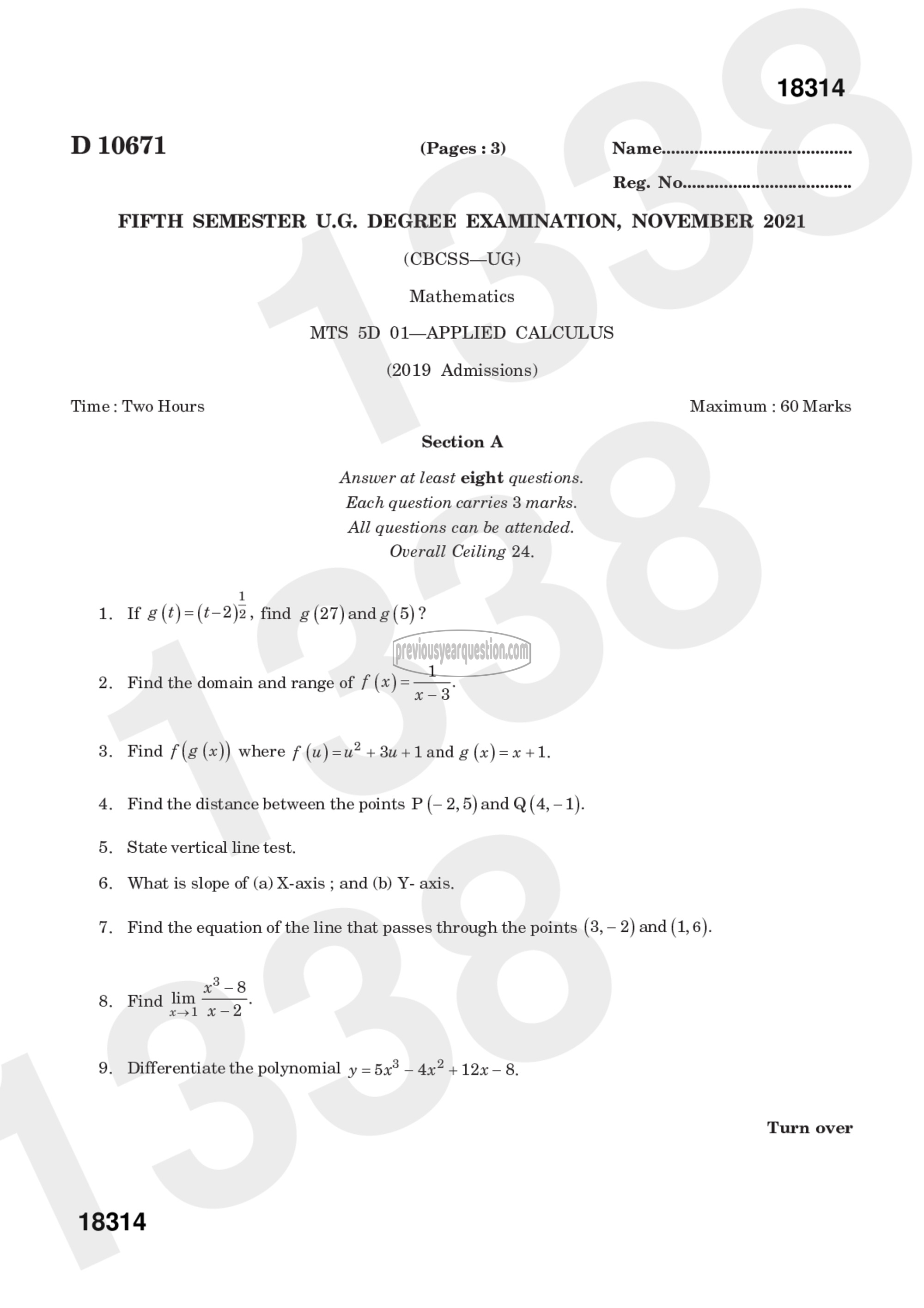 Question Paper - Applied Calculus-1