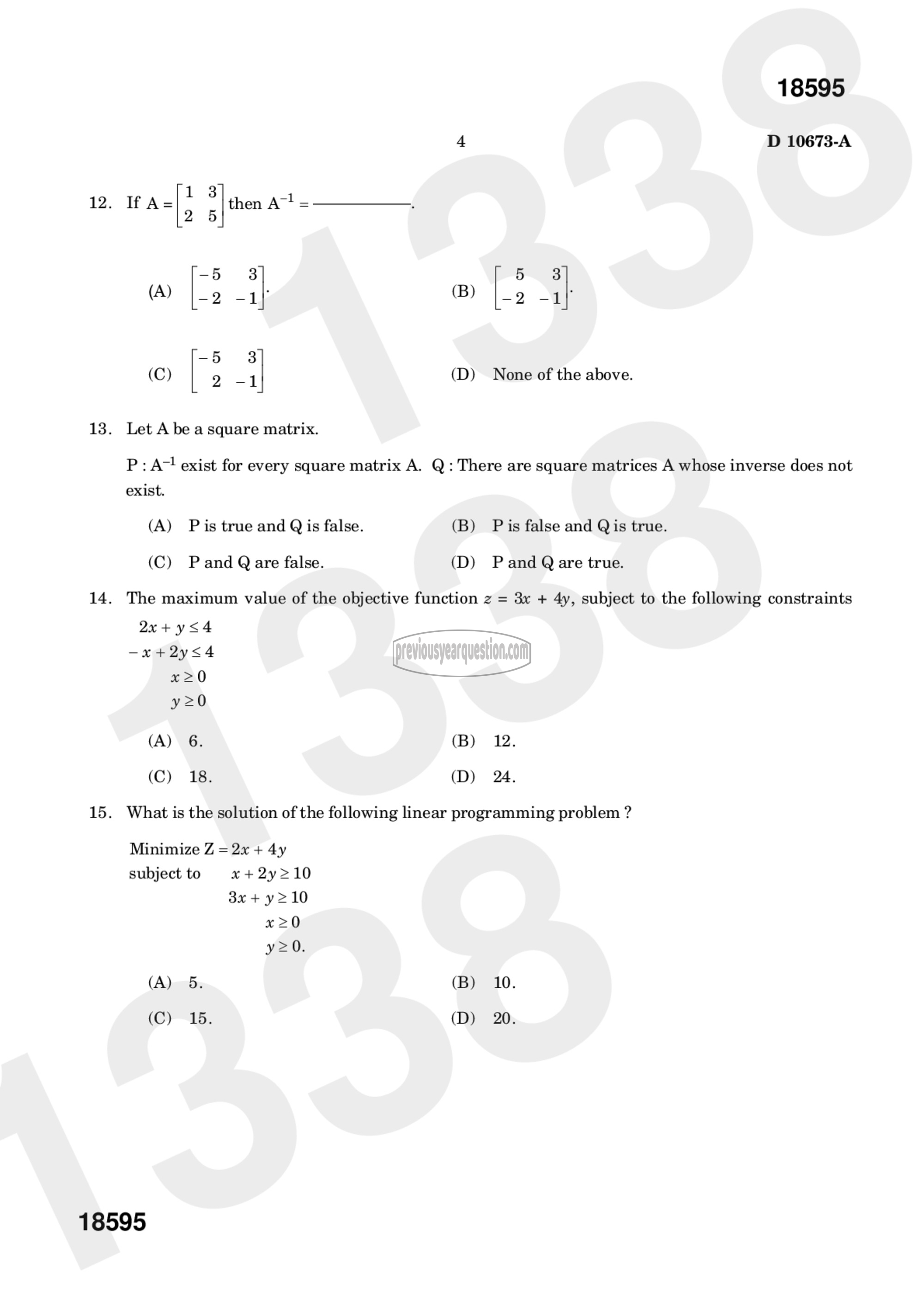 Question Paper - Linear Mathematical Models-7