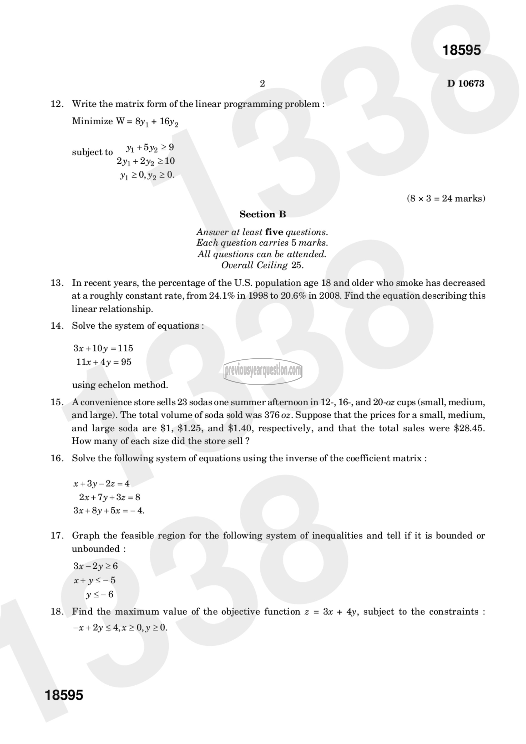 Question Paper - Linear Mathematical Models-2