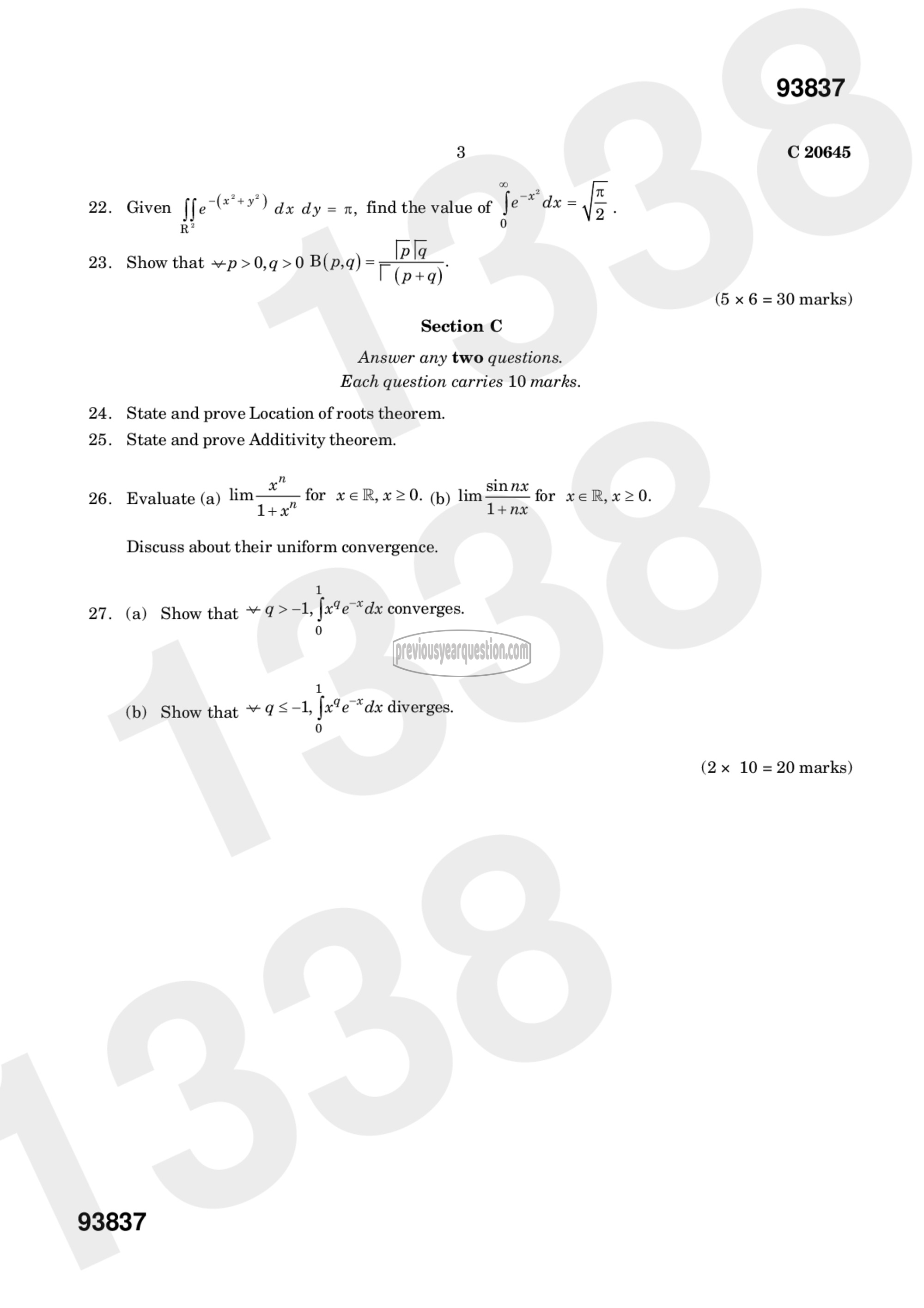 Question Paper - Real Analysis-3