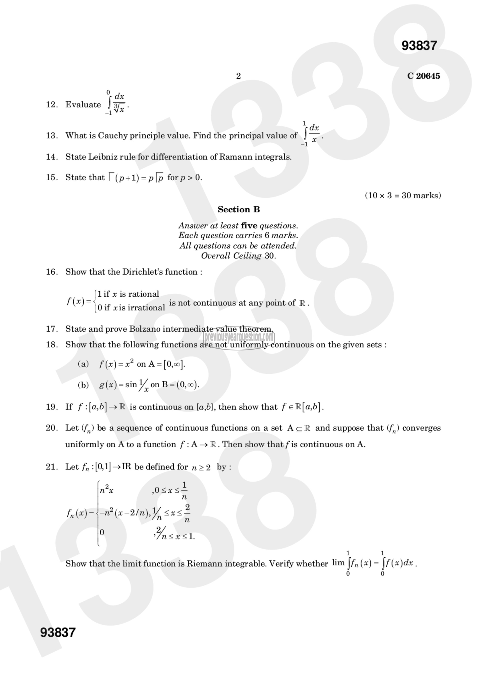 Question Paper - Real Analysis-2