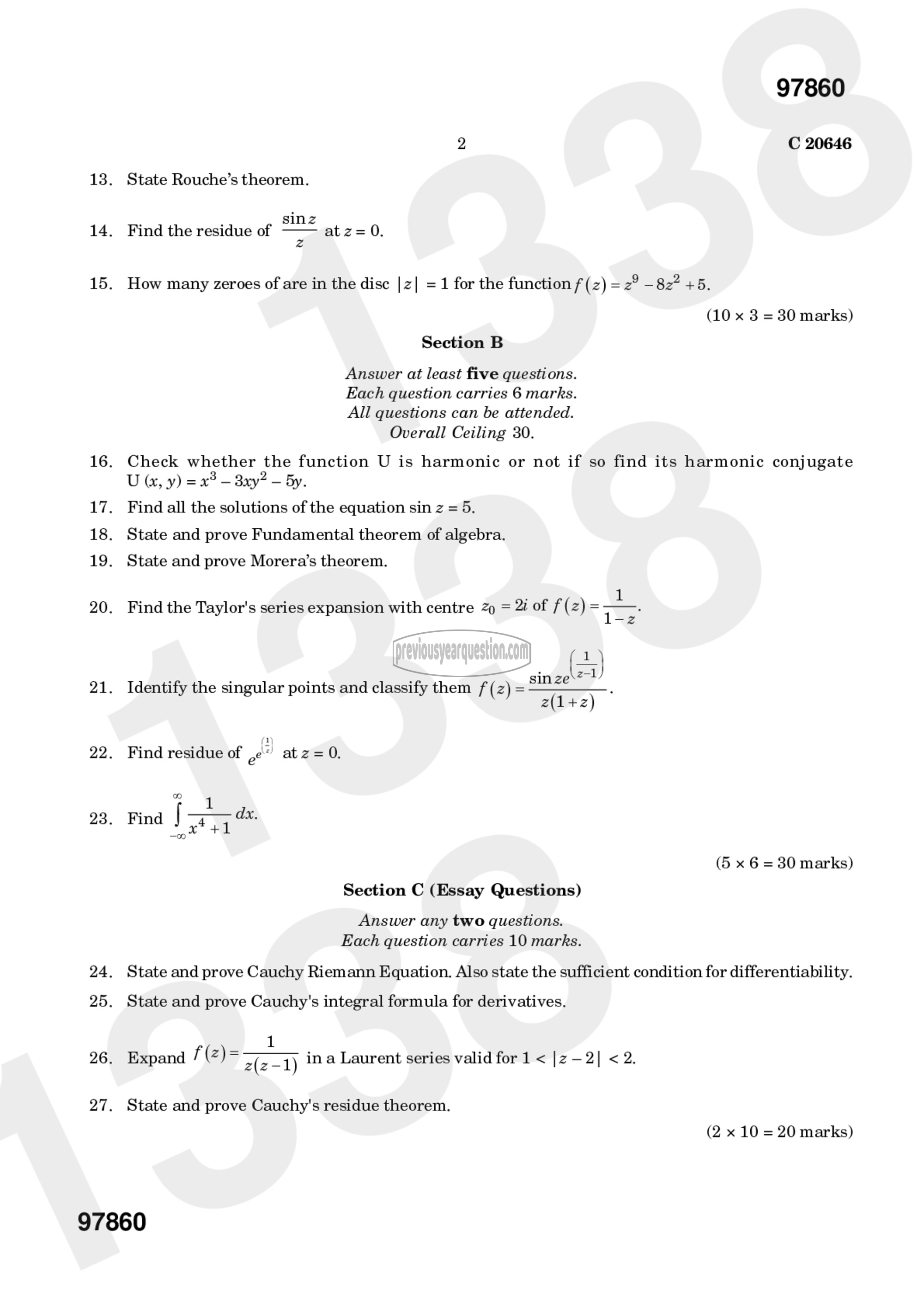 Question Paper - Complex Analysis-2