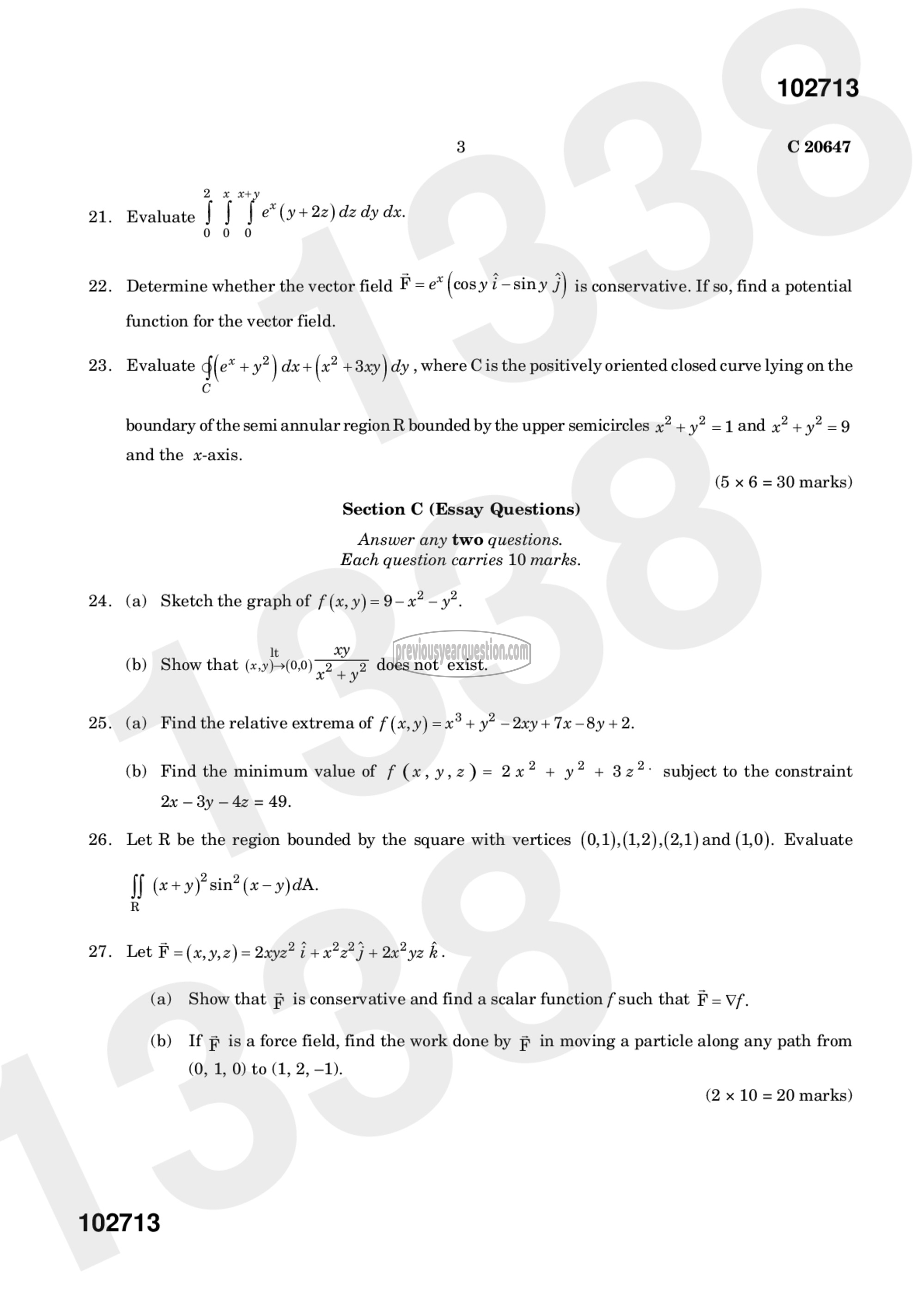 Question Paper - Calculus of Multi variable-3