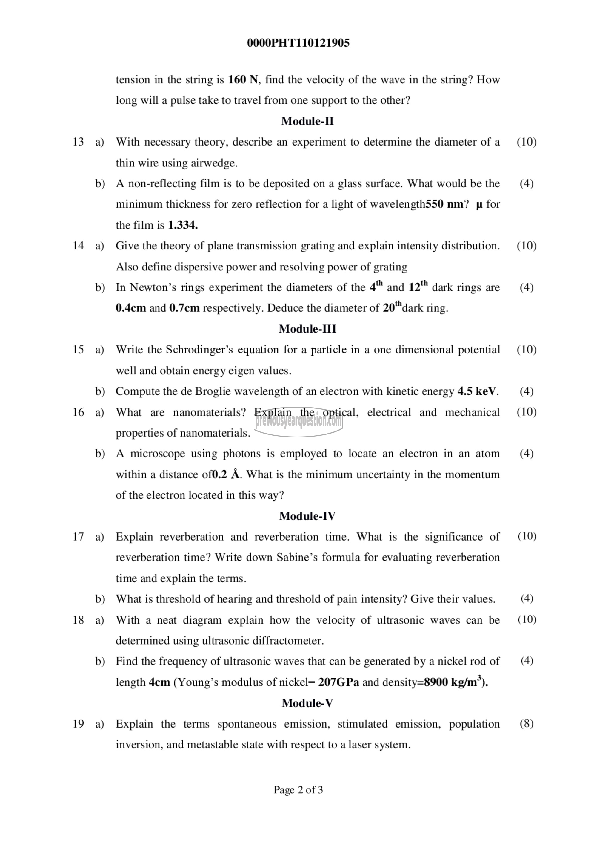 Question Paper - ENGINEERING PHYSICS B-2