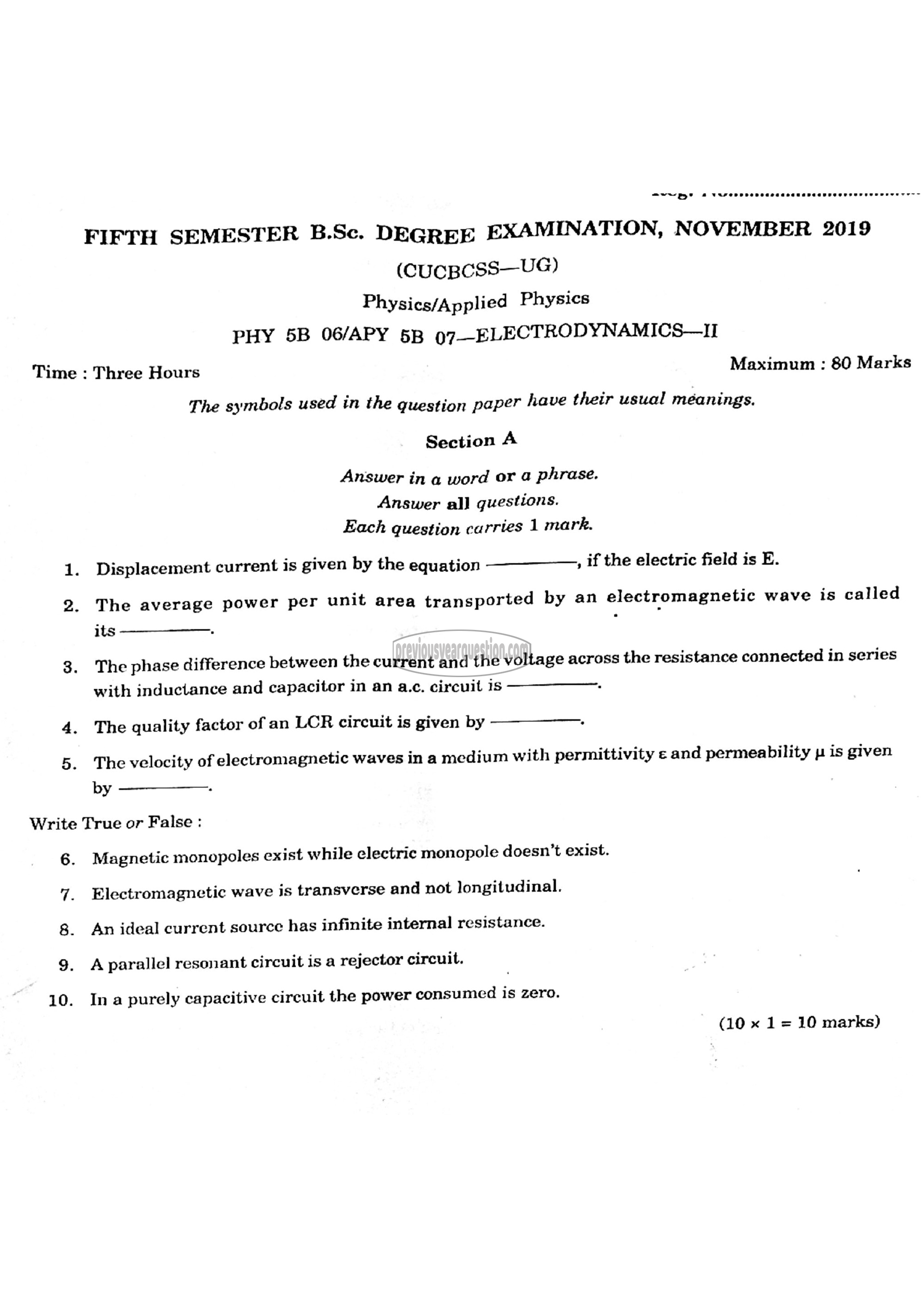 Question Paper - Computational Physics-1