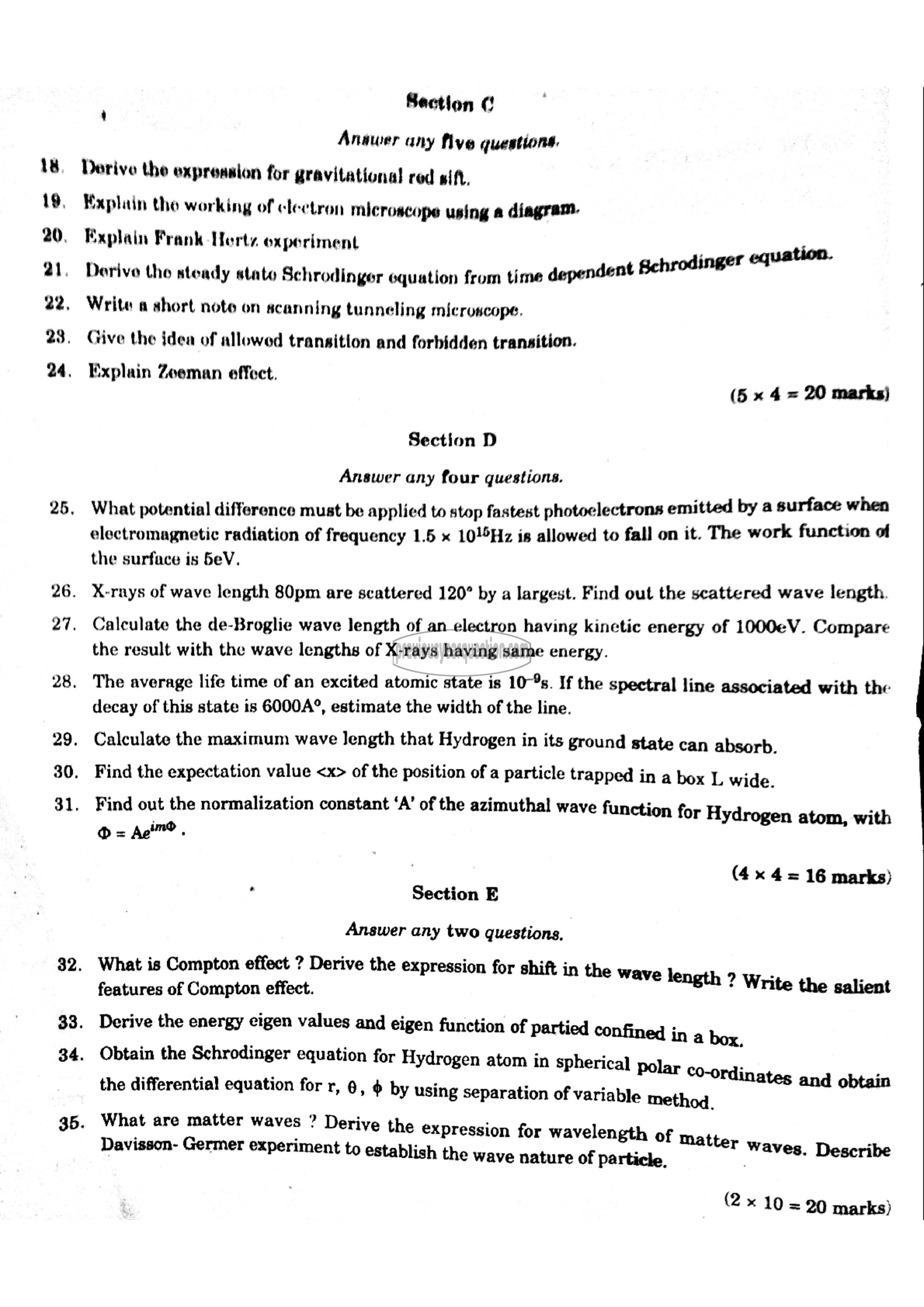 Question Paper - Quantum Mechanics-2