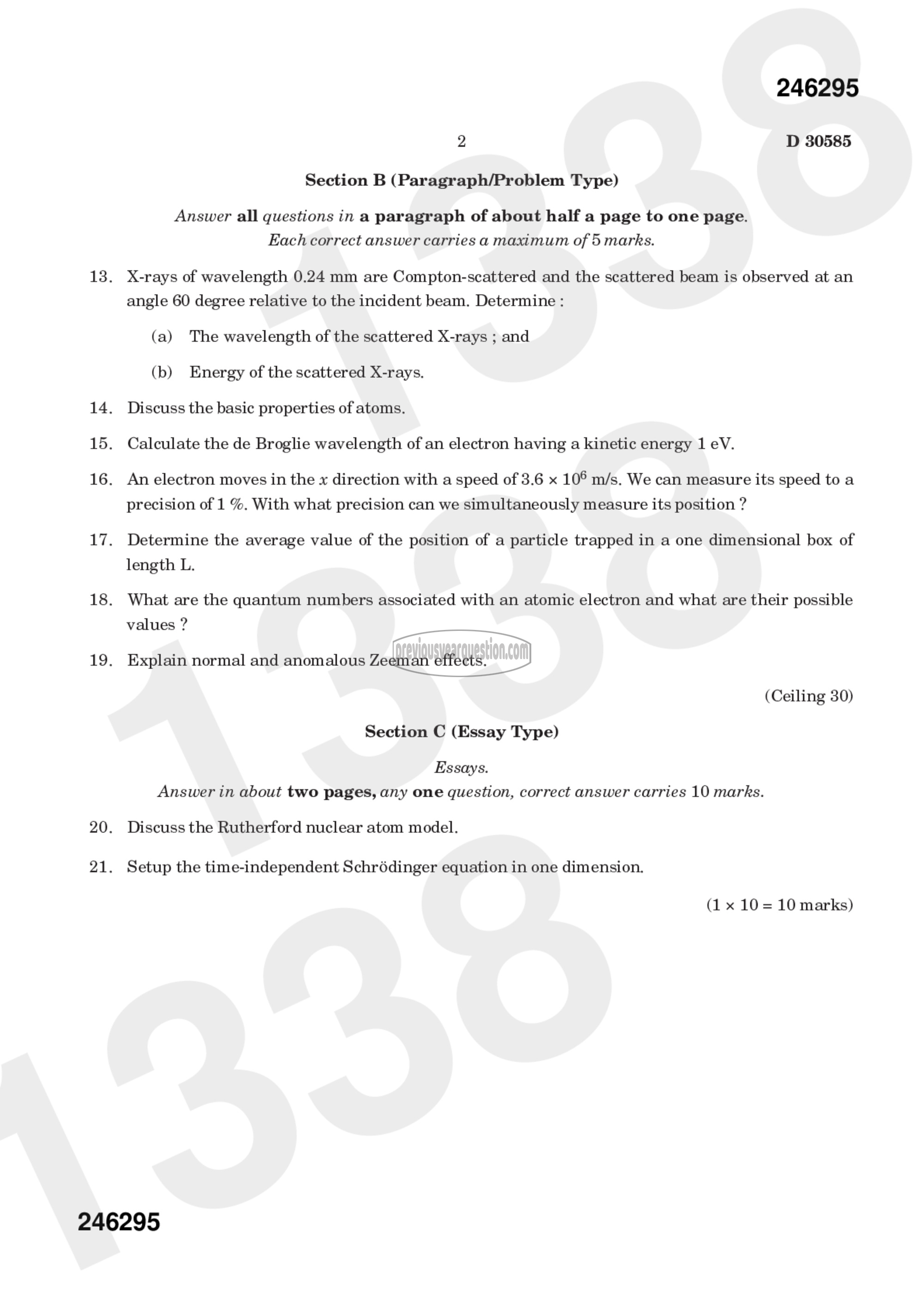 Question Paper - Quantum Mechanics-2