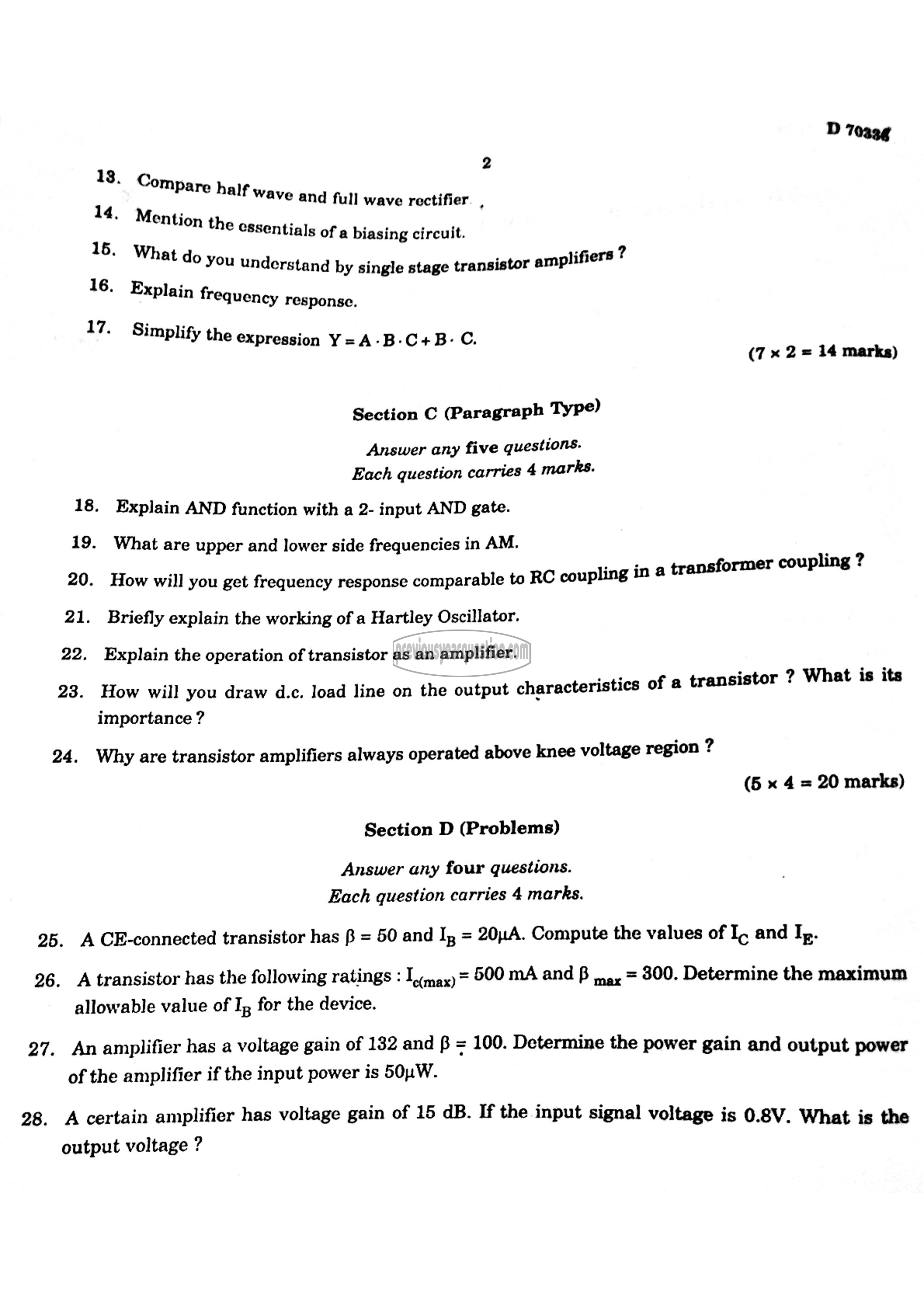 Question Paper - Electronics-2