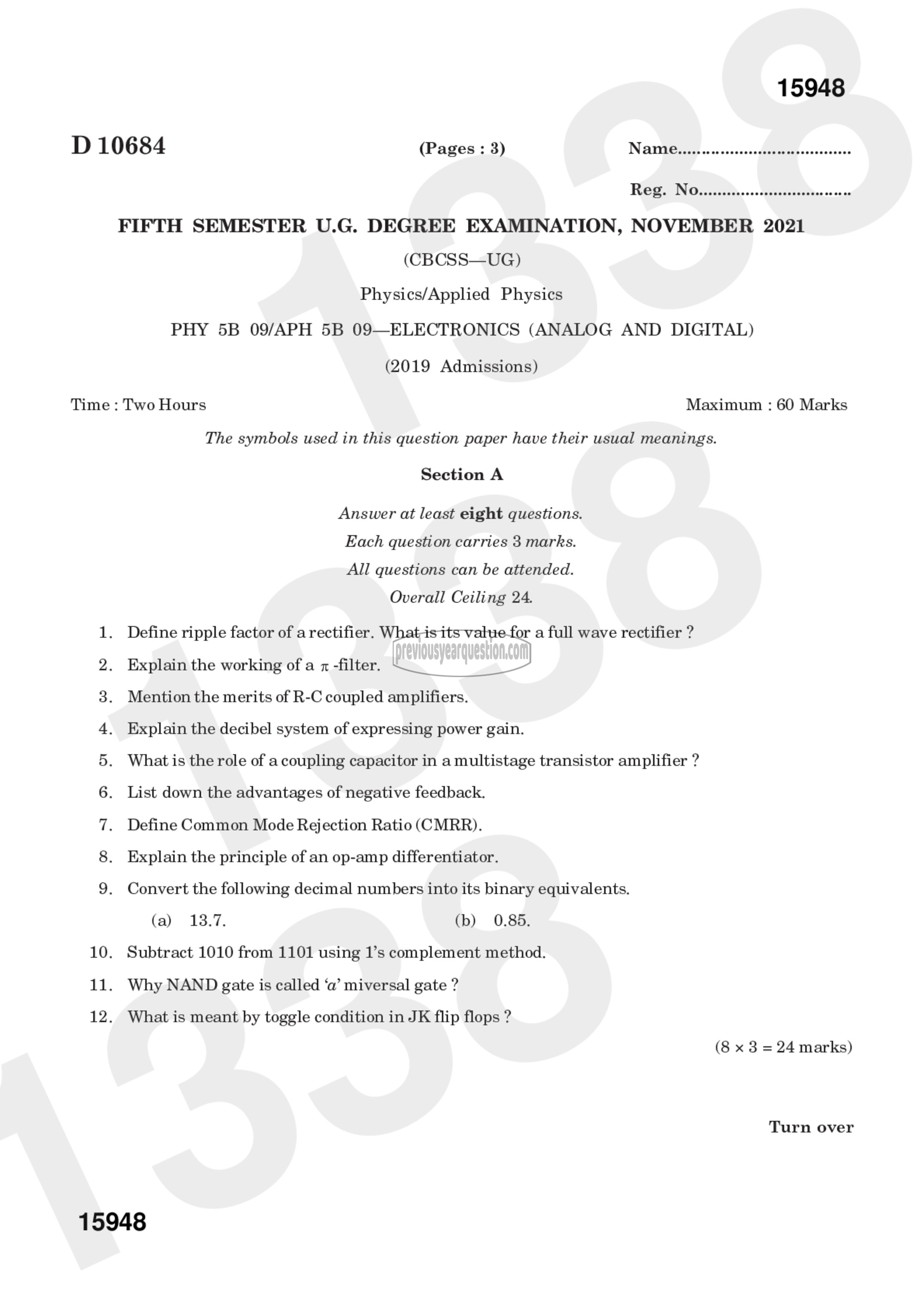 Question Paper - Electronics-1