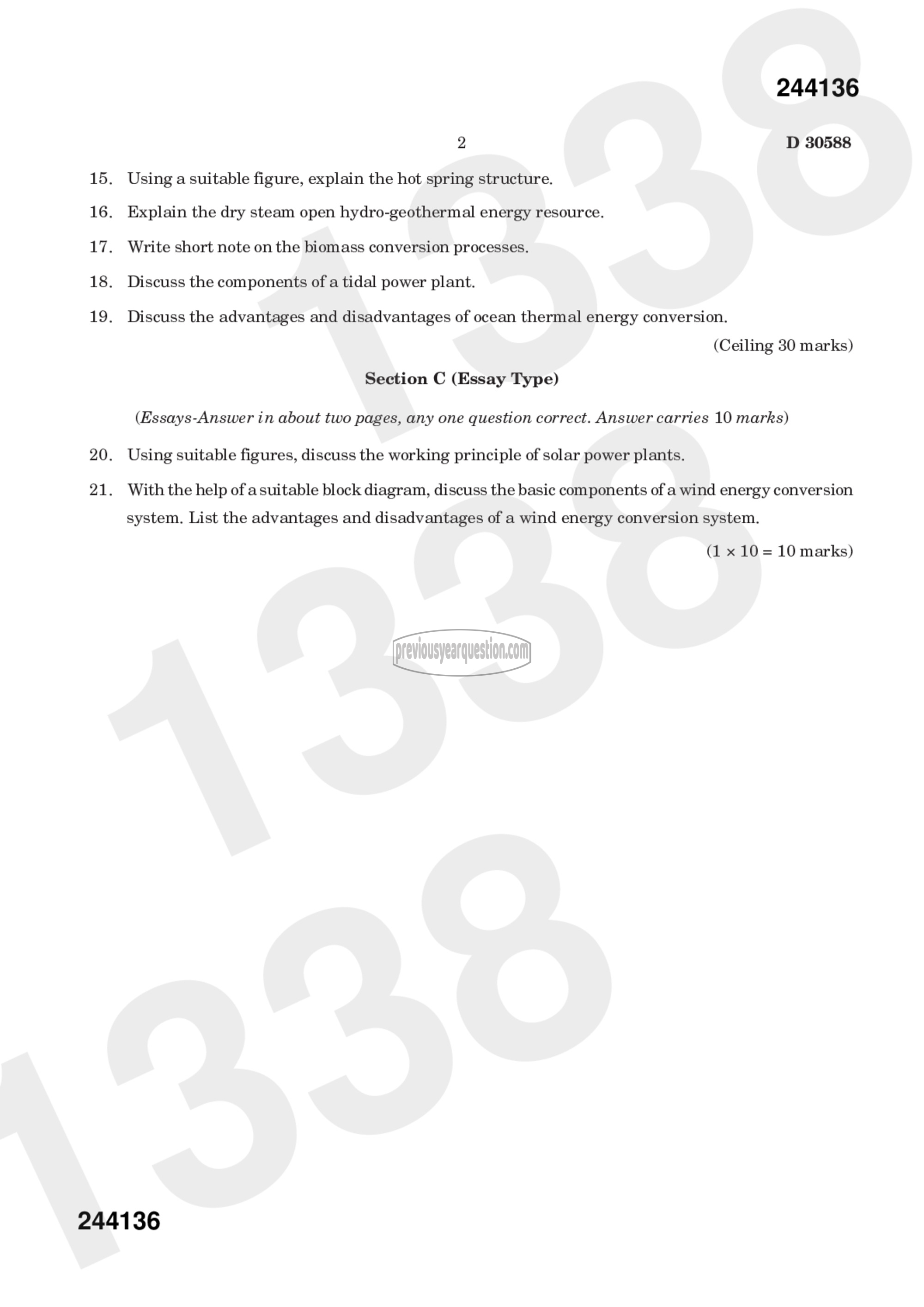 Question Paper - NON CONVENTIONAL ENERGY SOURCES-2